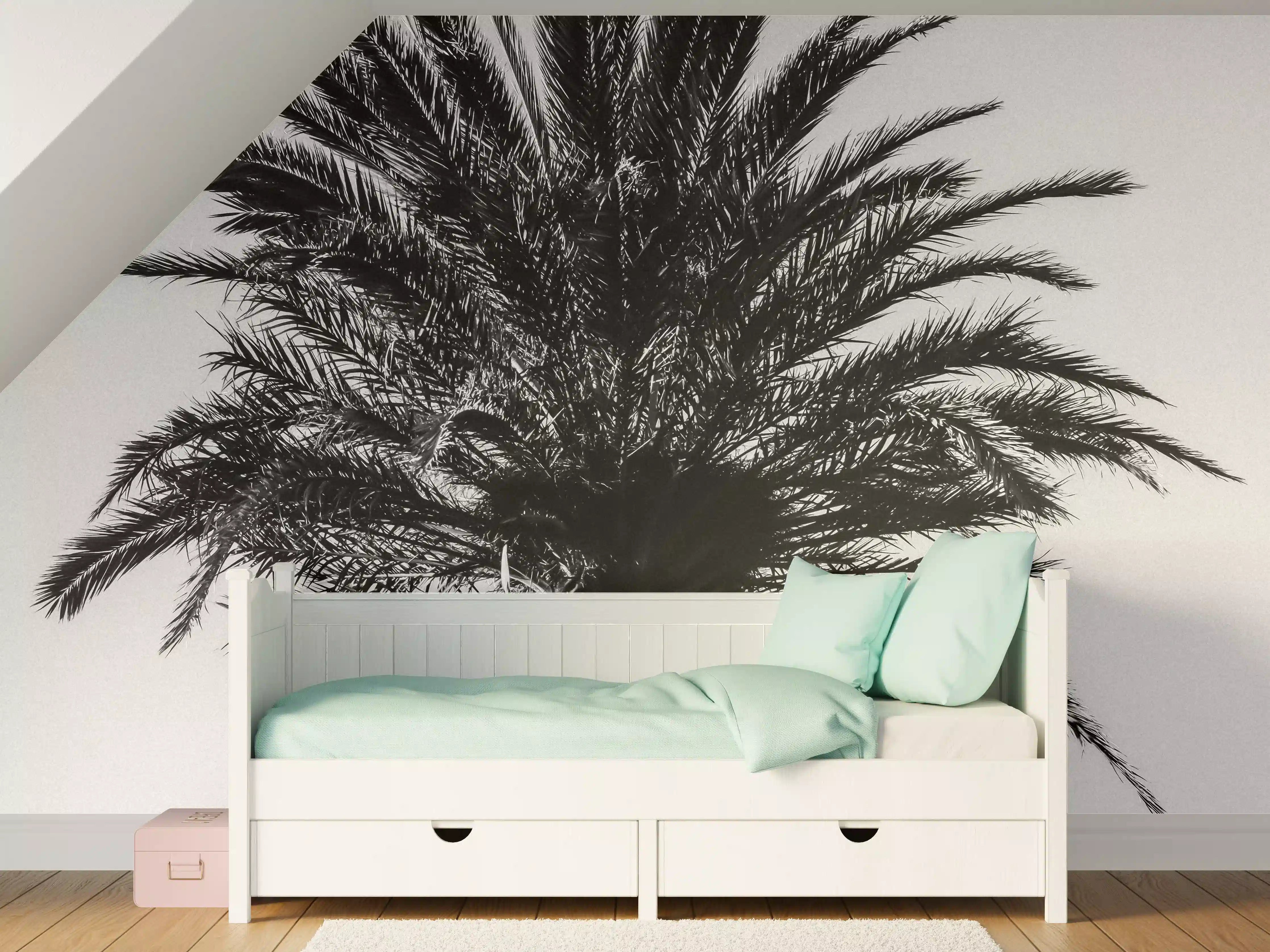 Kinderzimmer Wandgestaltung - Palme - Schwarz-weiß