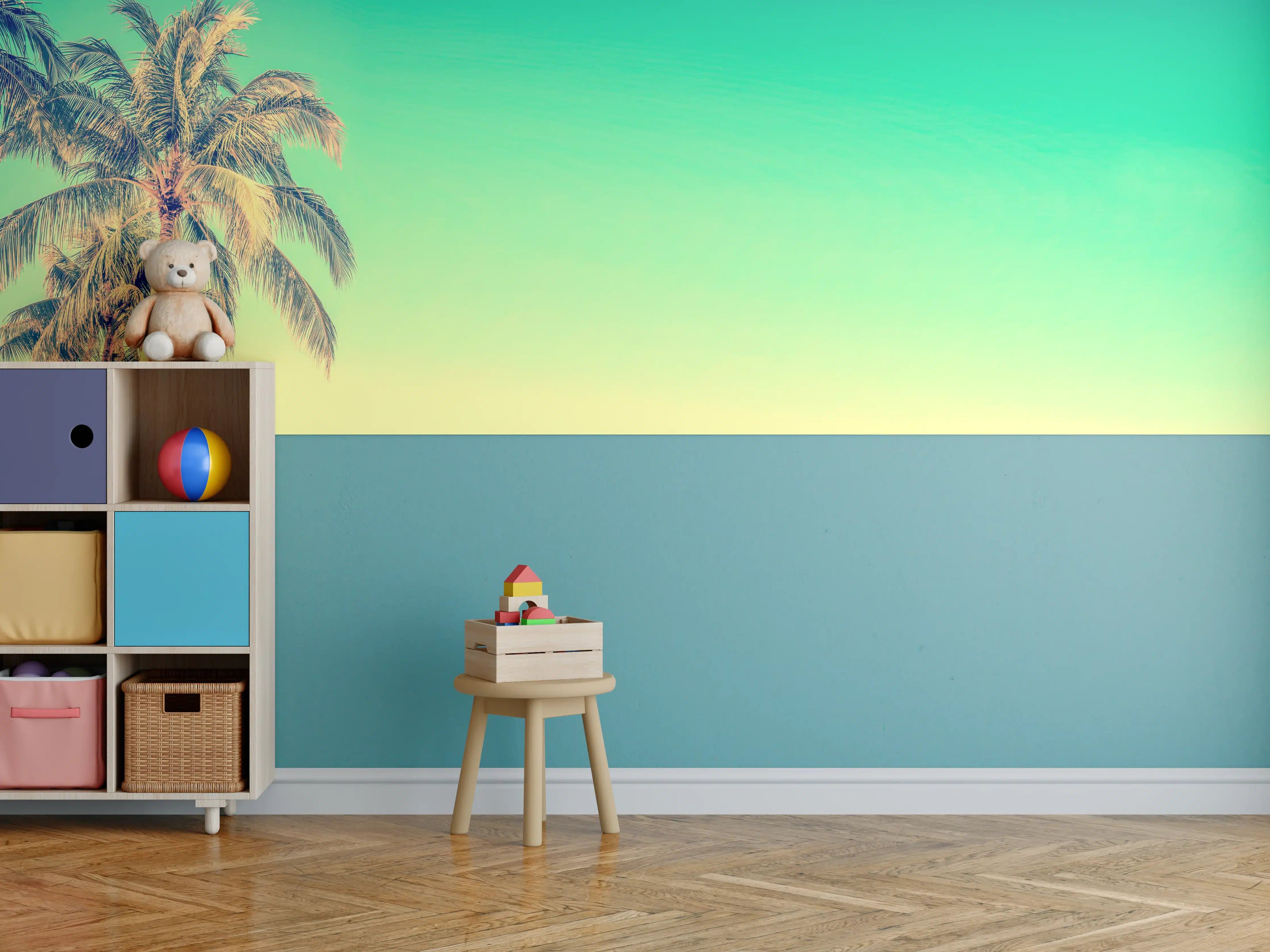 Kinderzimmer Wandgestaltung - Palme im Panorama-Himmel