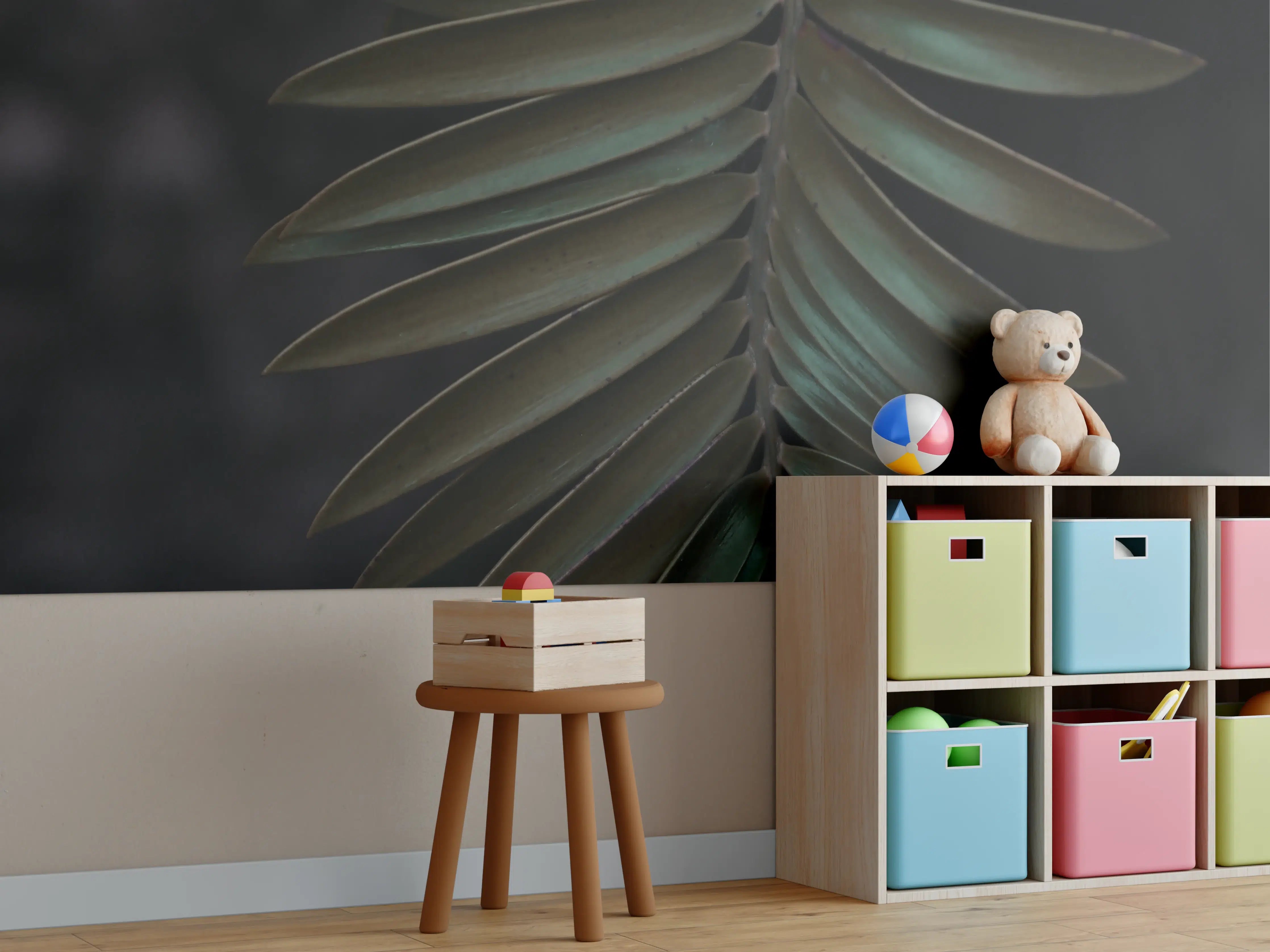 Kinderzimmer Wandgestaltung - Palmenblätter