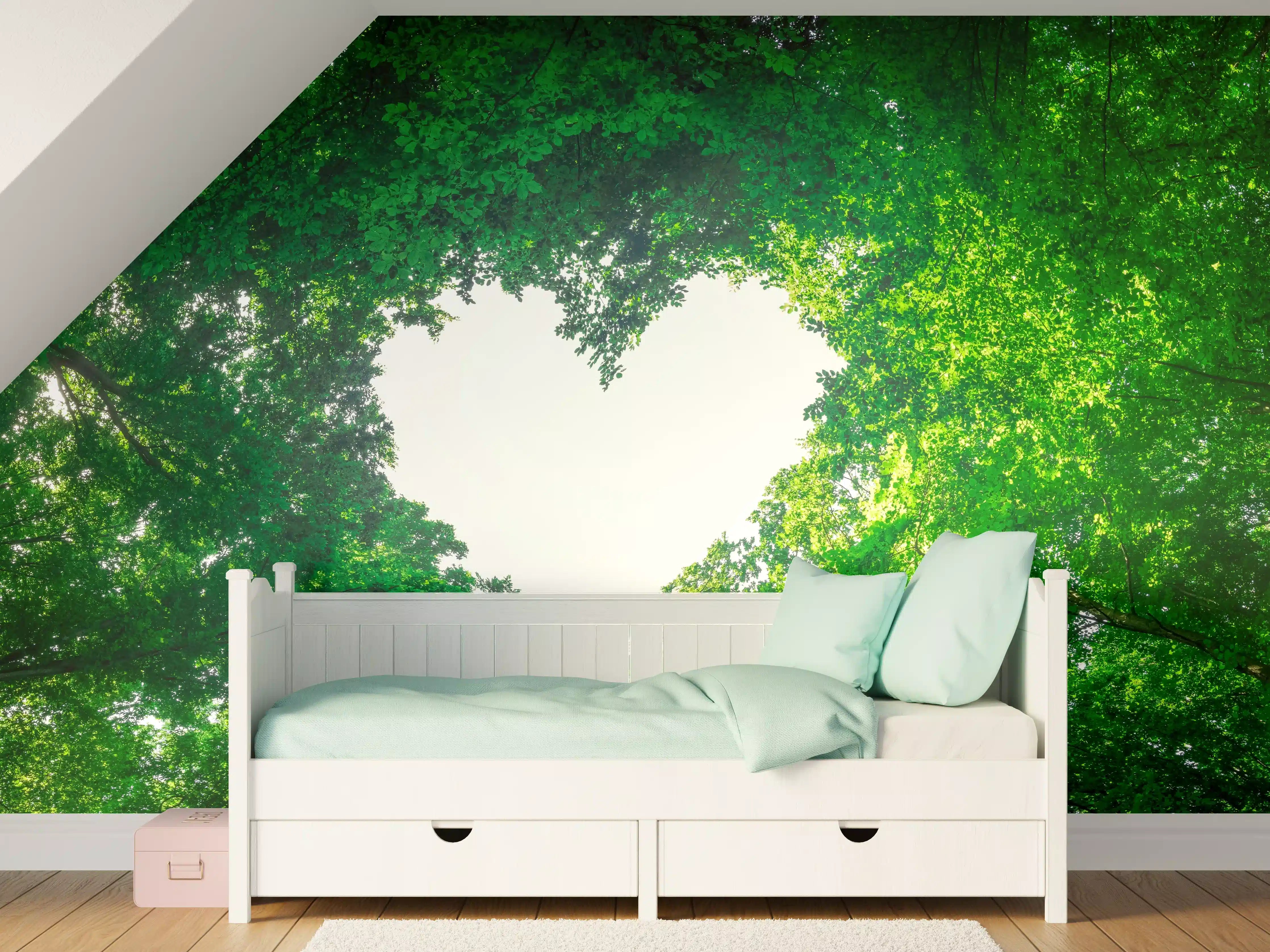 Kinderzimmer Wandgestaltung - Panorama - Baumkronen formen ein Herz