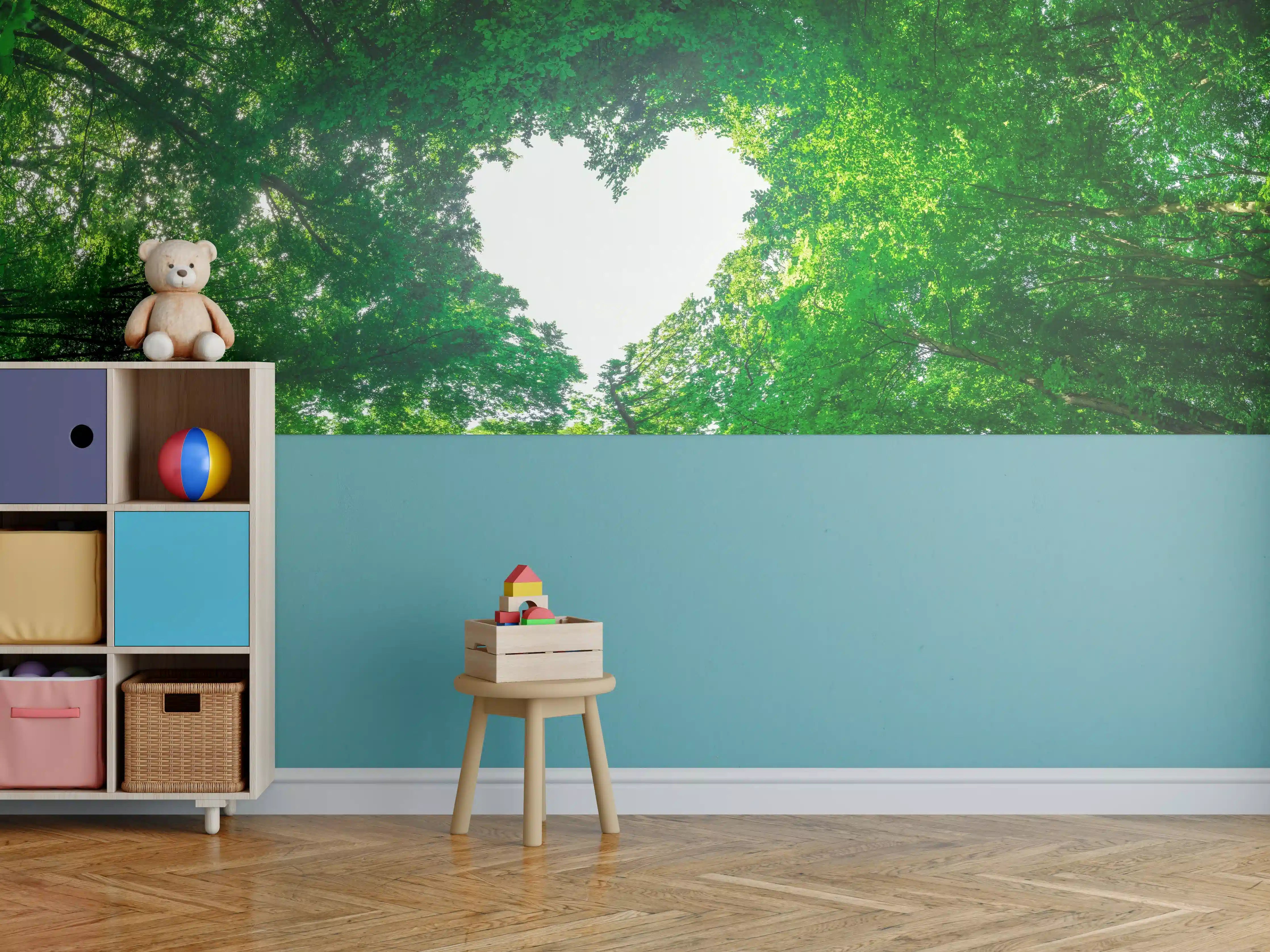 Kinderzimmer Wandgestaltung - Panorama - Baumkronen formen ein Herz