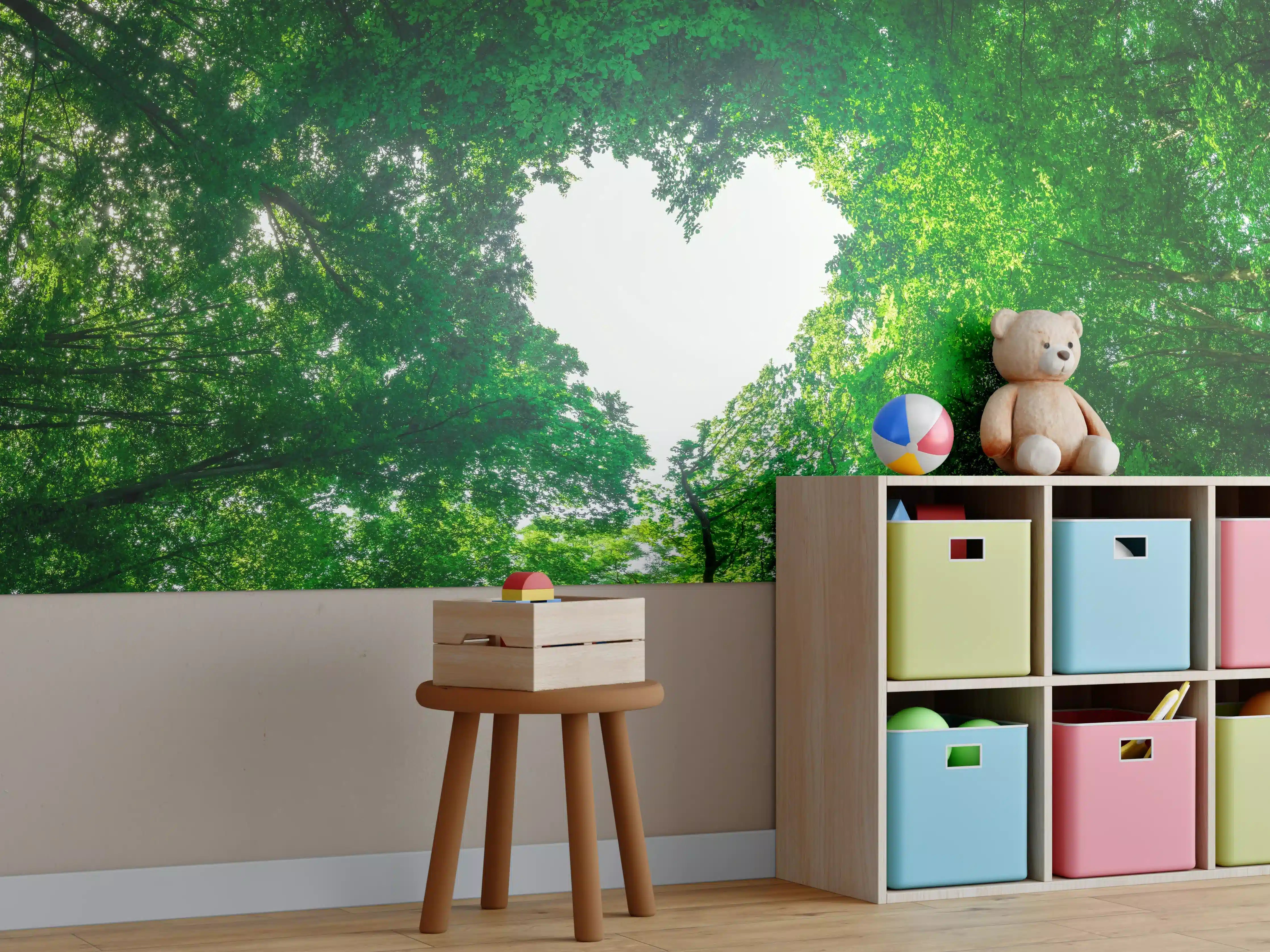 Kinderzimmer Wandgestaltung - Panorama - Baumkronen formen ein Herz