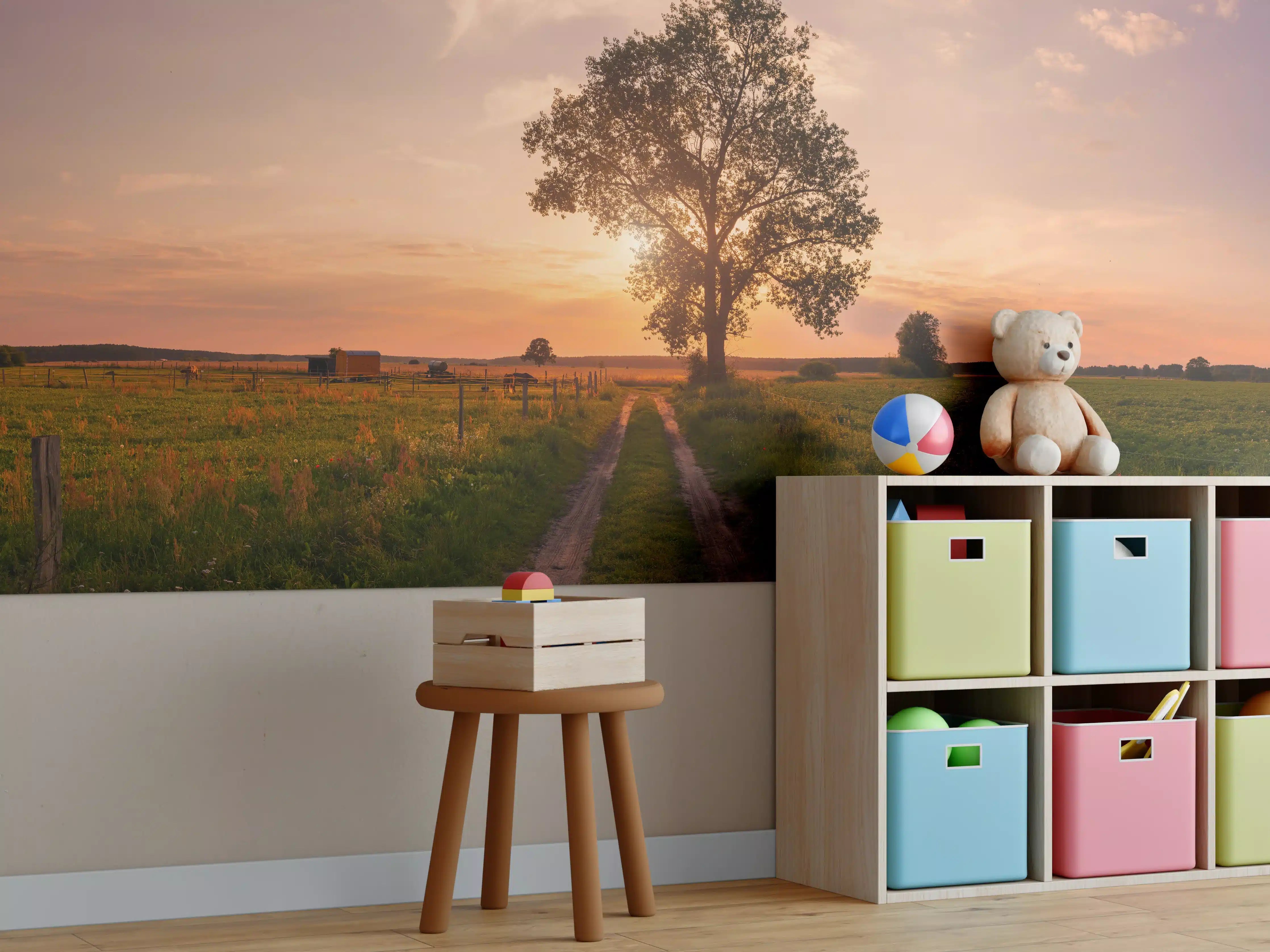 Kinderzimmer Wandgestaltung - Panorama Landleben Feldweg