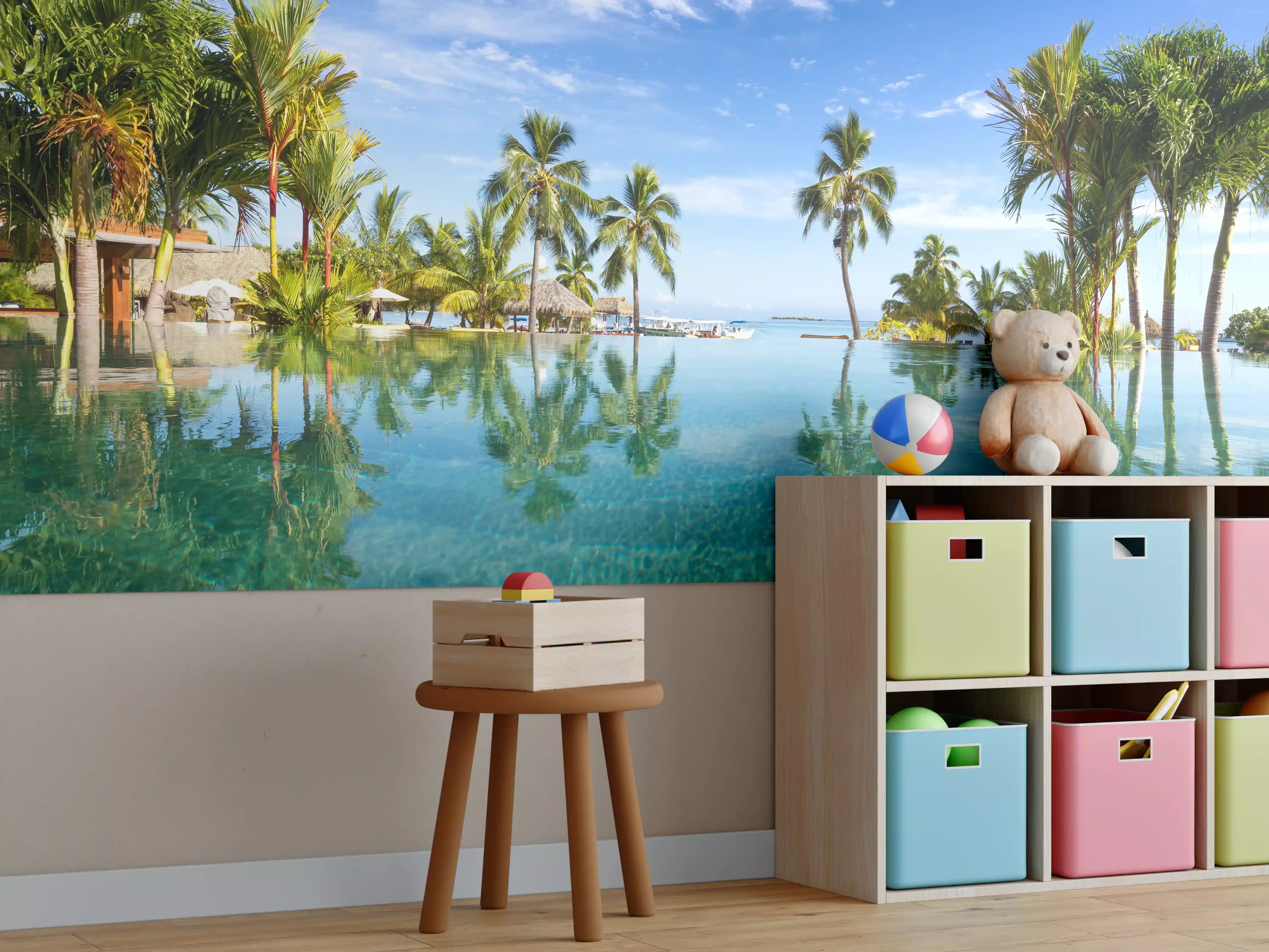 Kinderzimmer Wandgestaltung - Panorama-Pool in der Karibik