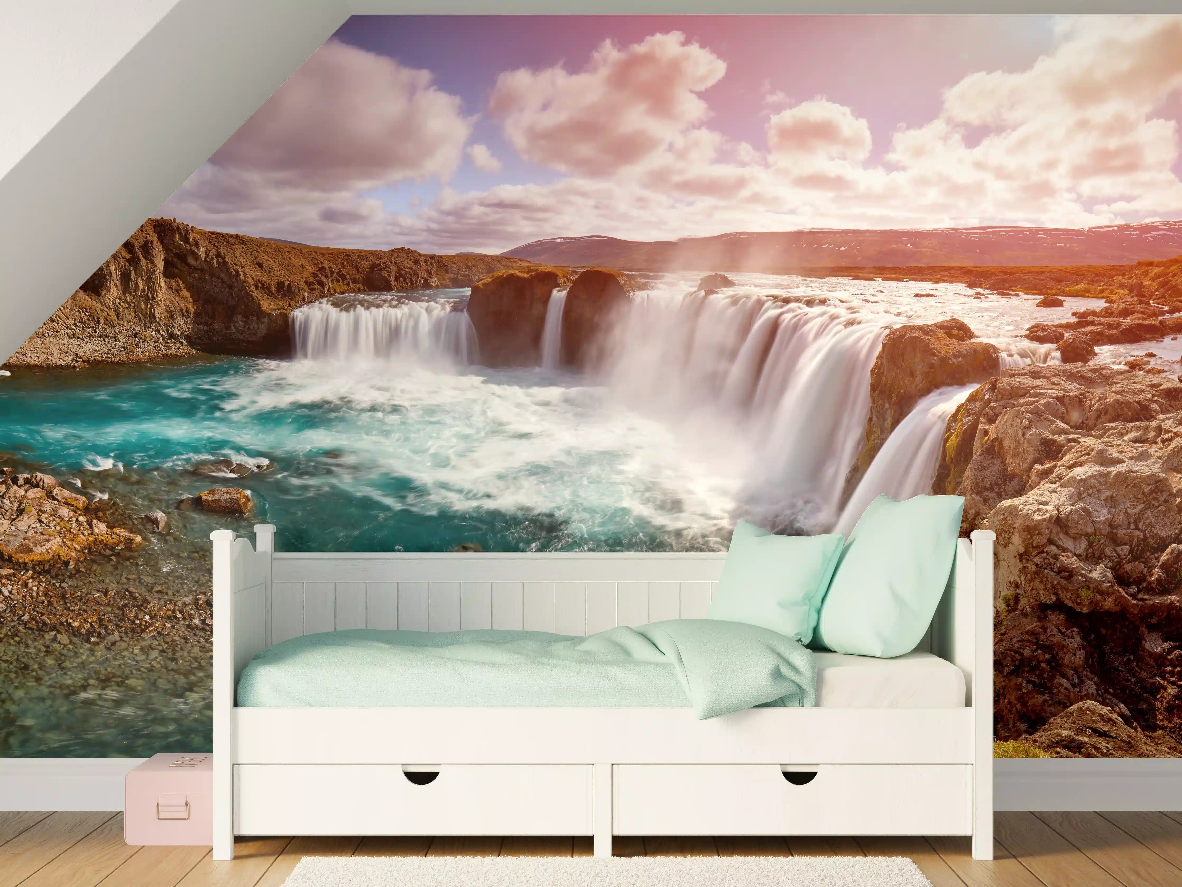 Kinderzimmer Wandgestaltung - Panorama des Goldenen Rings von Island - Vintage