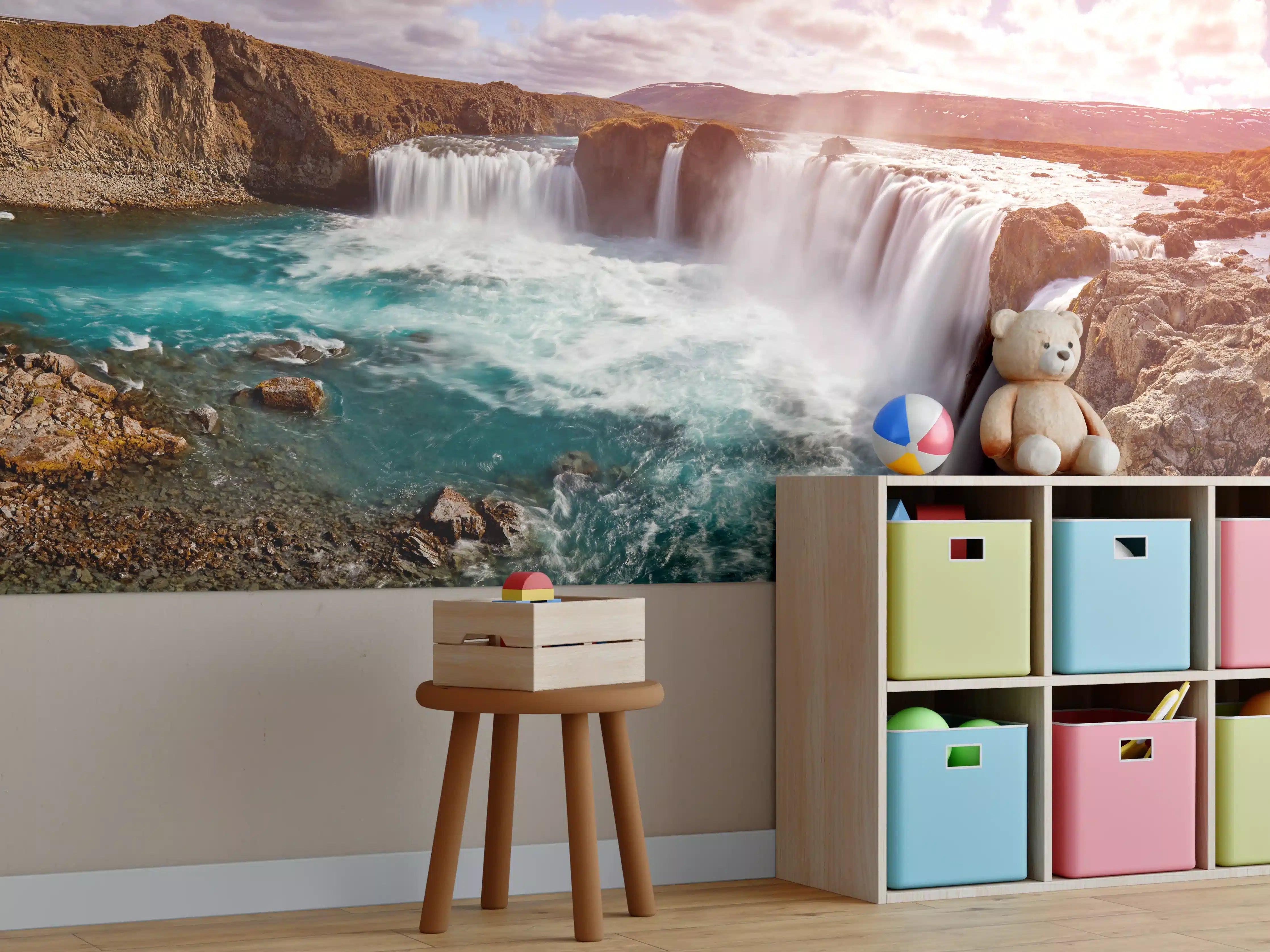 Kinderzimmer Wandgestaltung - Panorama des Goldenen Rings von Island - Vintage