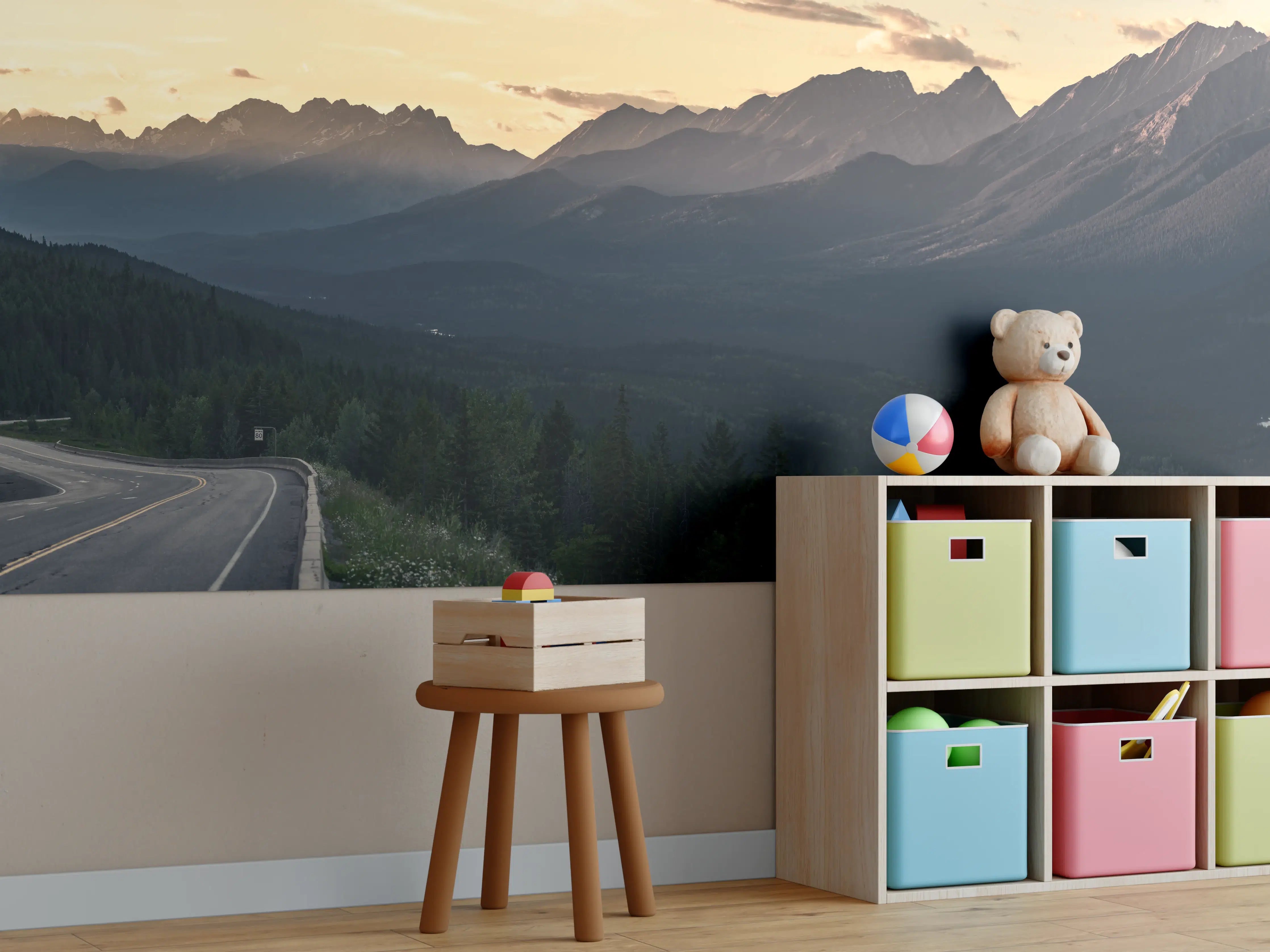 Kinderzimmer Wandgestaltung - Panorama des Kooteney Valley bei Sonnenuntergang