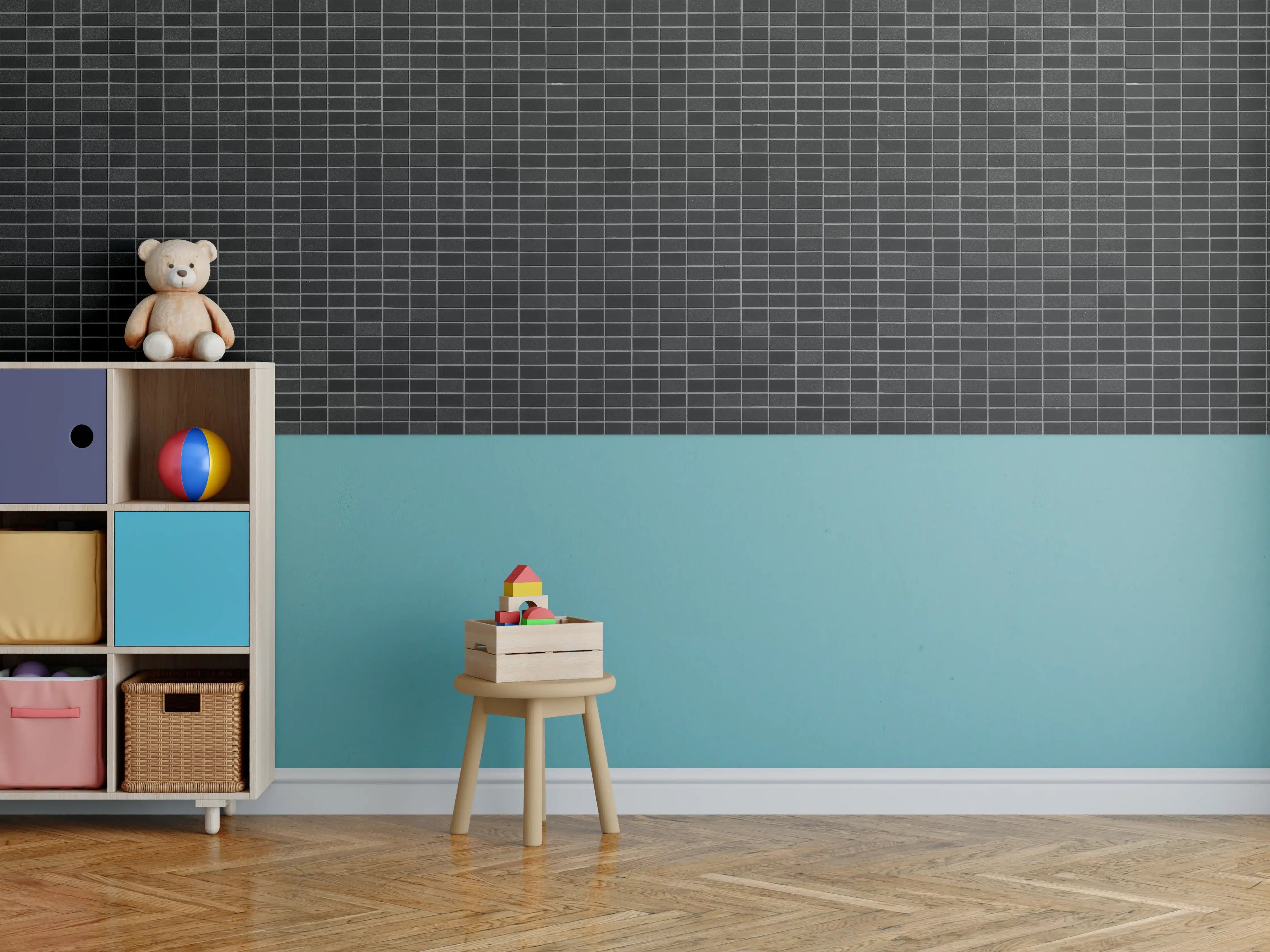 Kinderzimmer Wandgestaltung - Panorama von modernen Ziegelwand