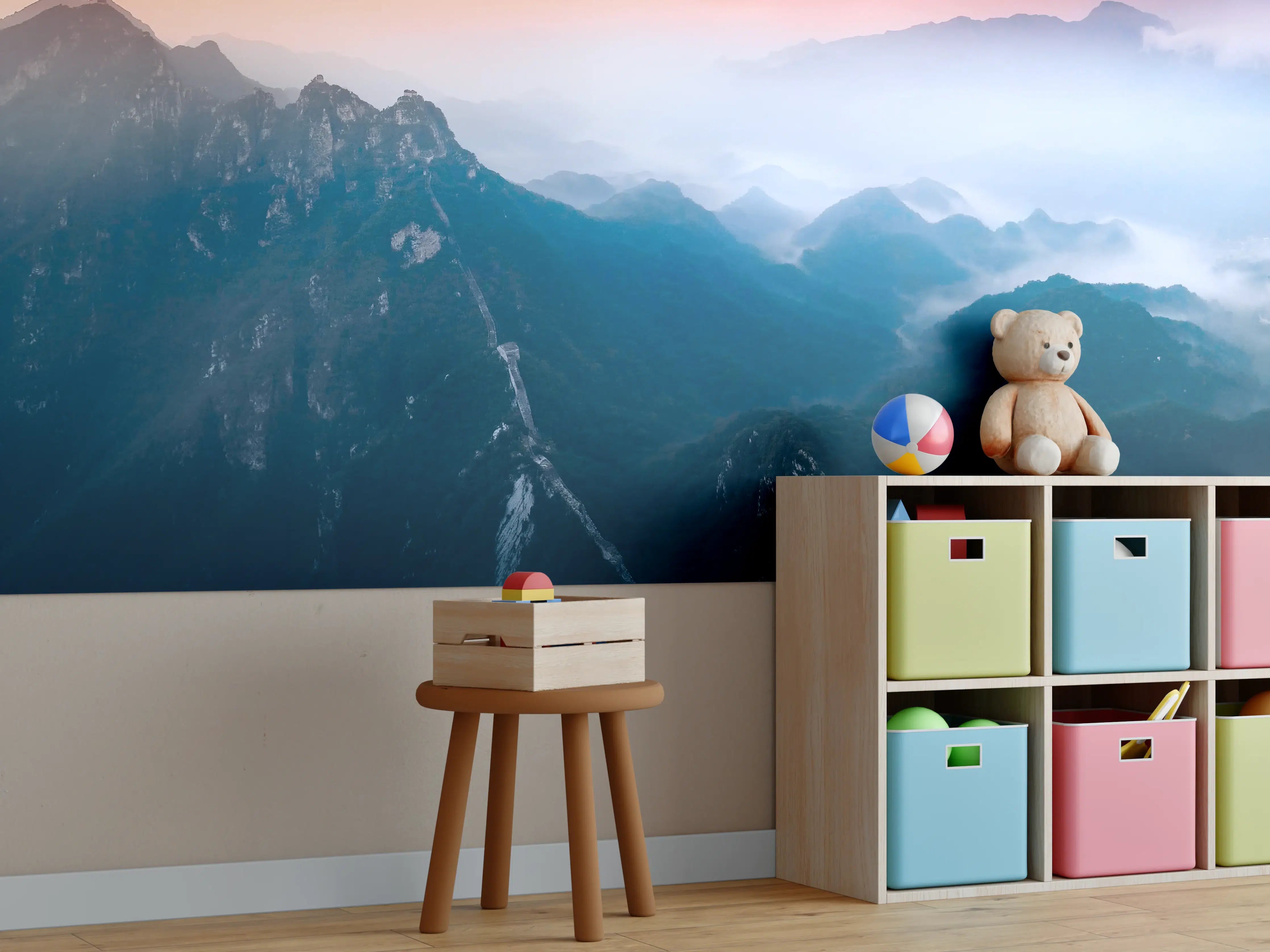 Kinderzimmer Wandgestaltung - Panoramablick auf Berge