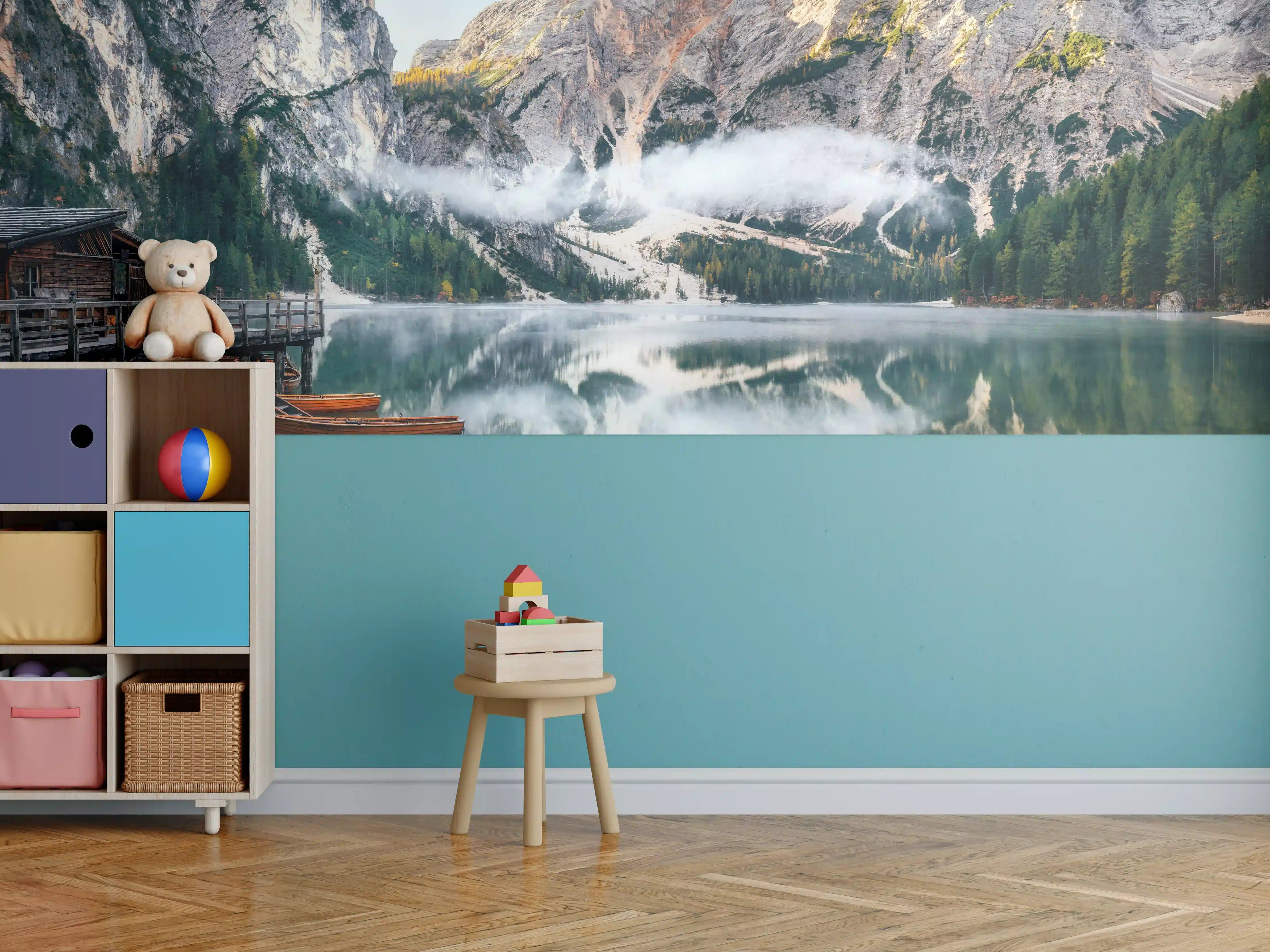 Kinderzimmer Wandgestaltung - Panoramablick auf Pragser Wildsee