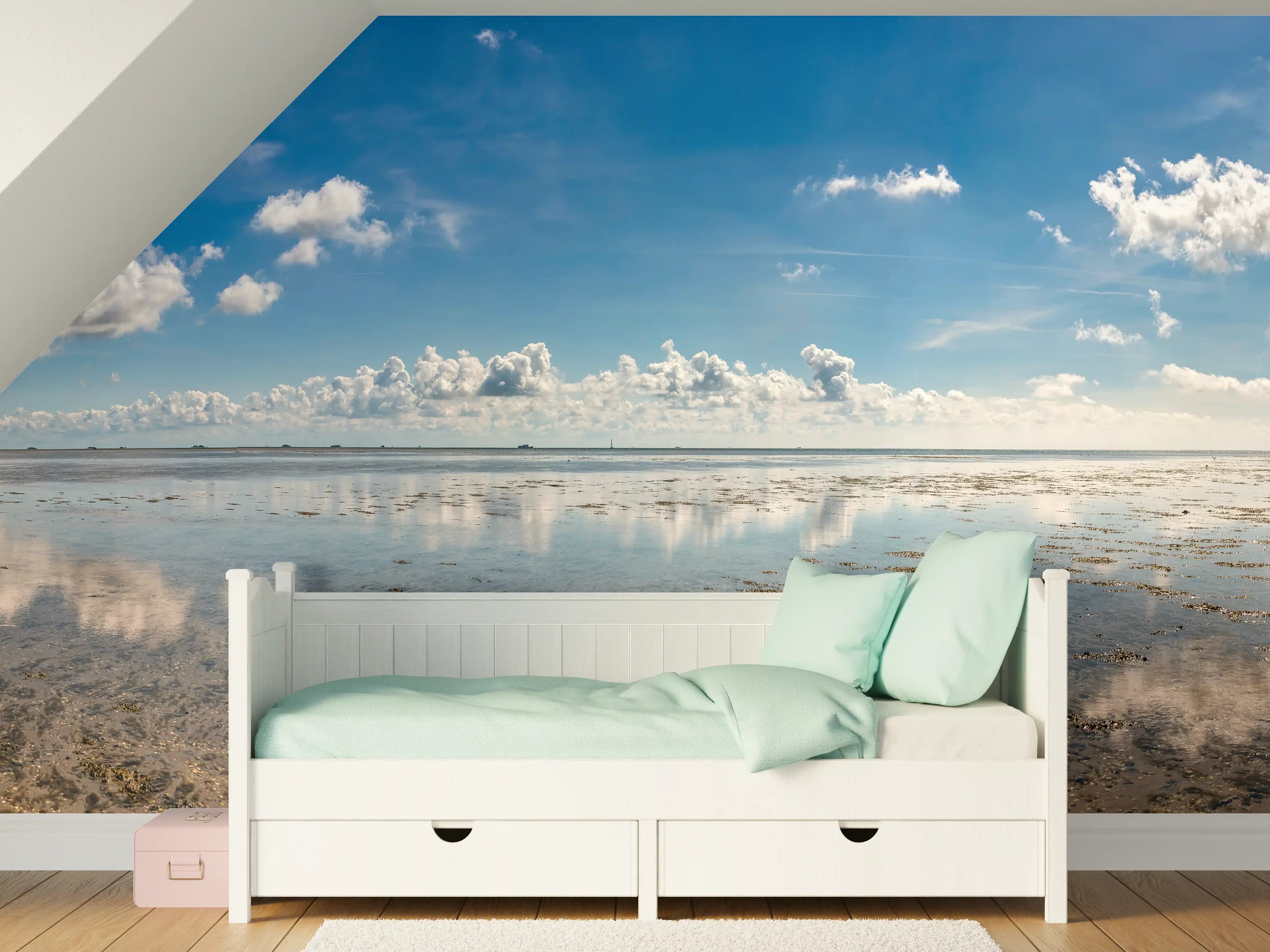 Kinderzimmer Wandgestaltung - Panoramablick auf den ruhigen Ozean