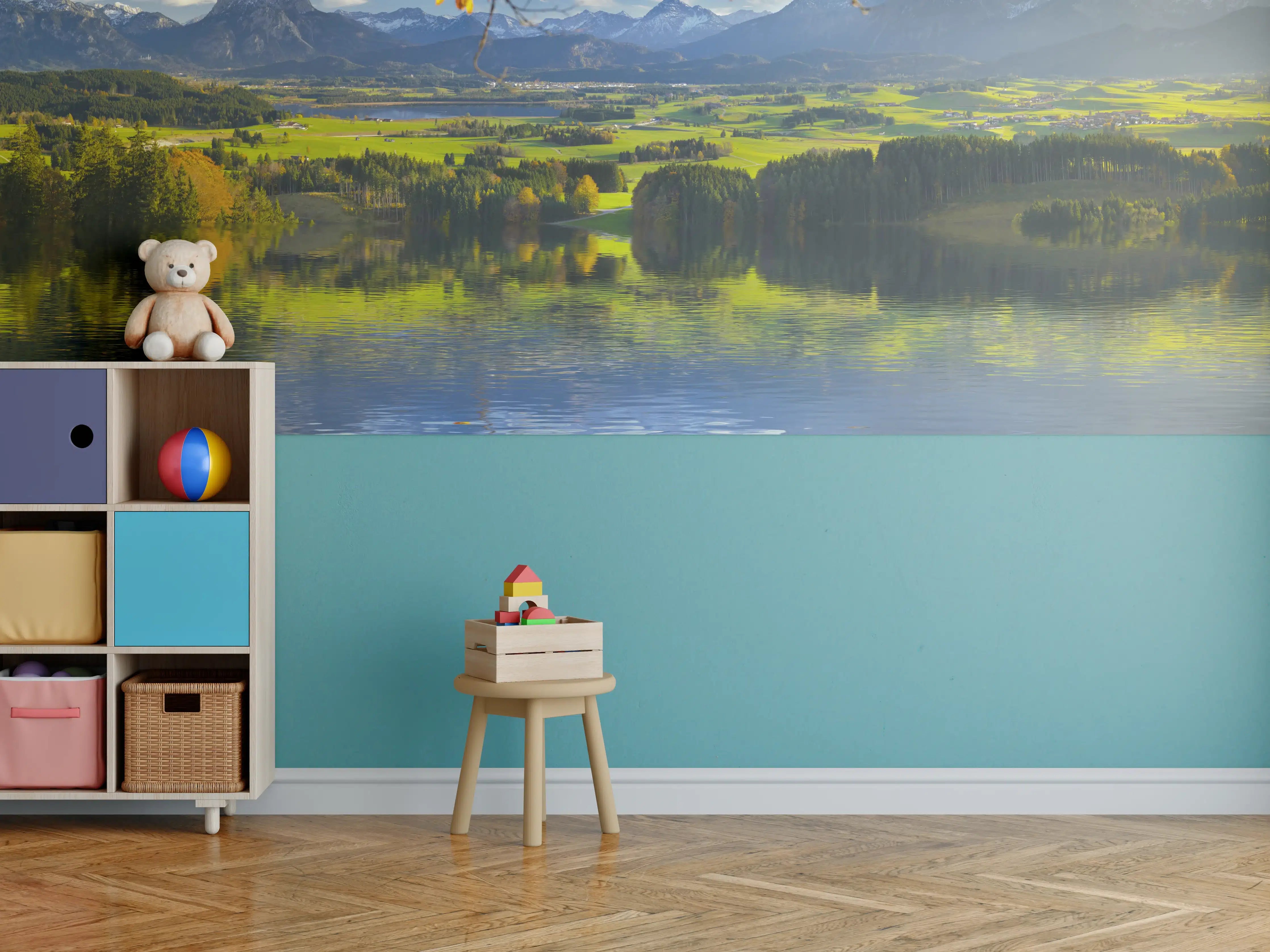 Kinderzimmer Wandgestaltung - Panoramalandschaft in Bayern im Herbst