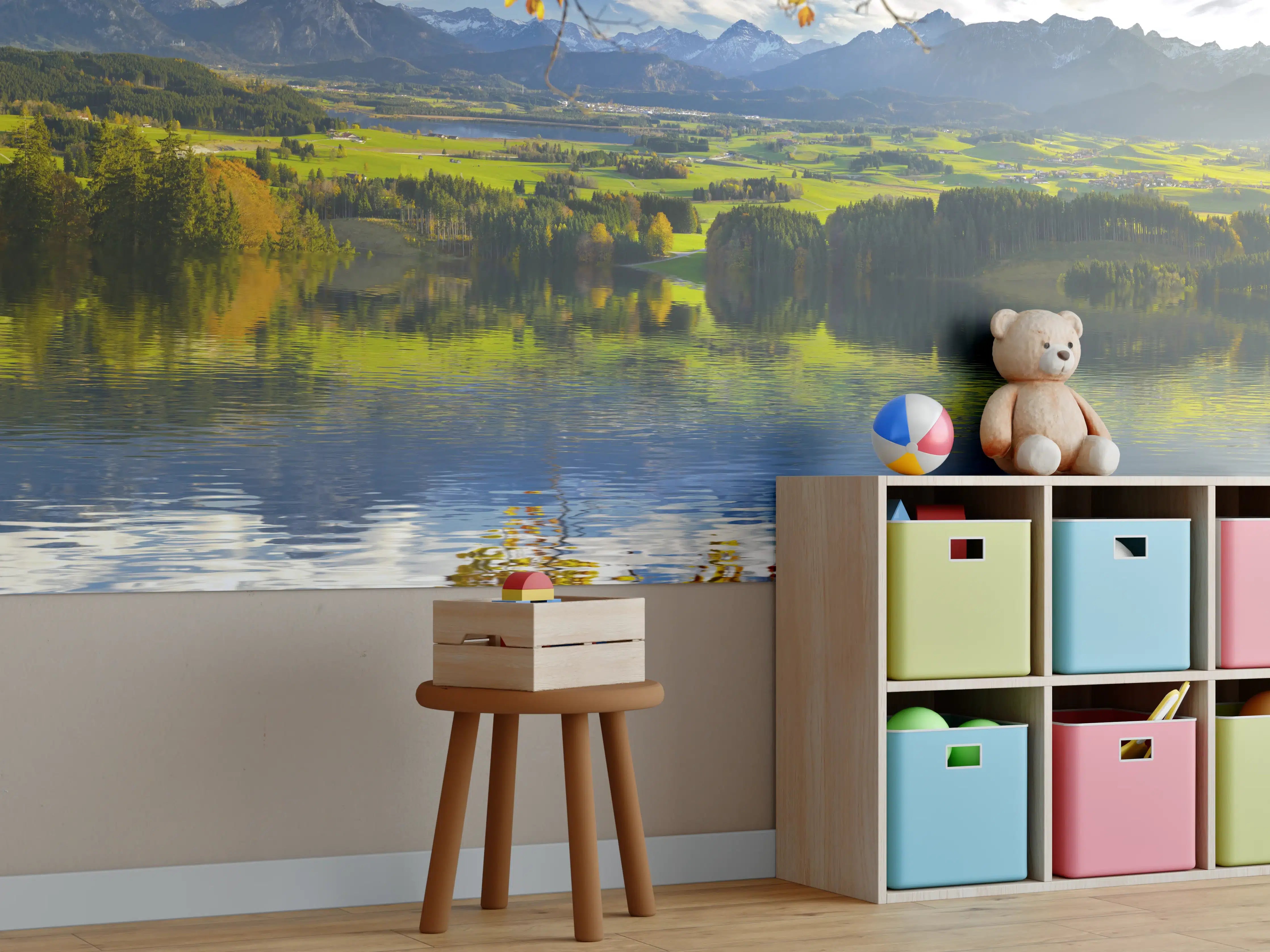 Kinderzimmer Wandgestaltung - Panoramalandschaft in Bayern im Herbst