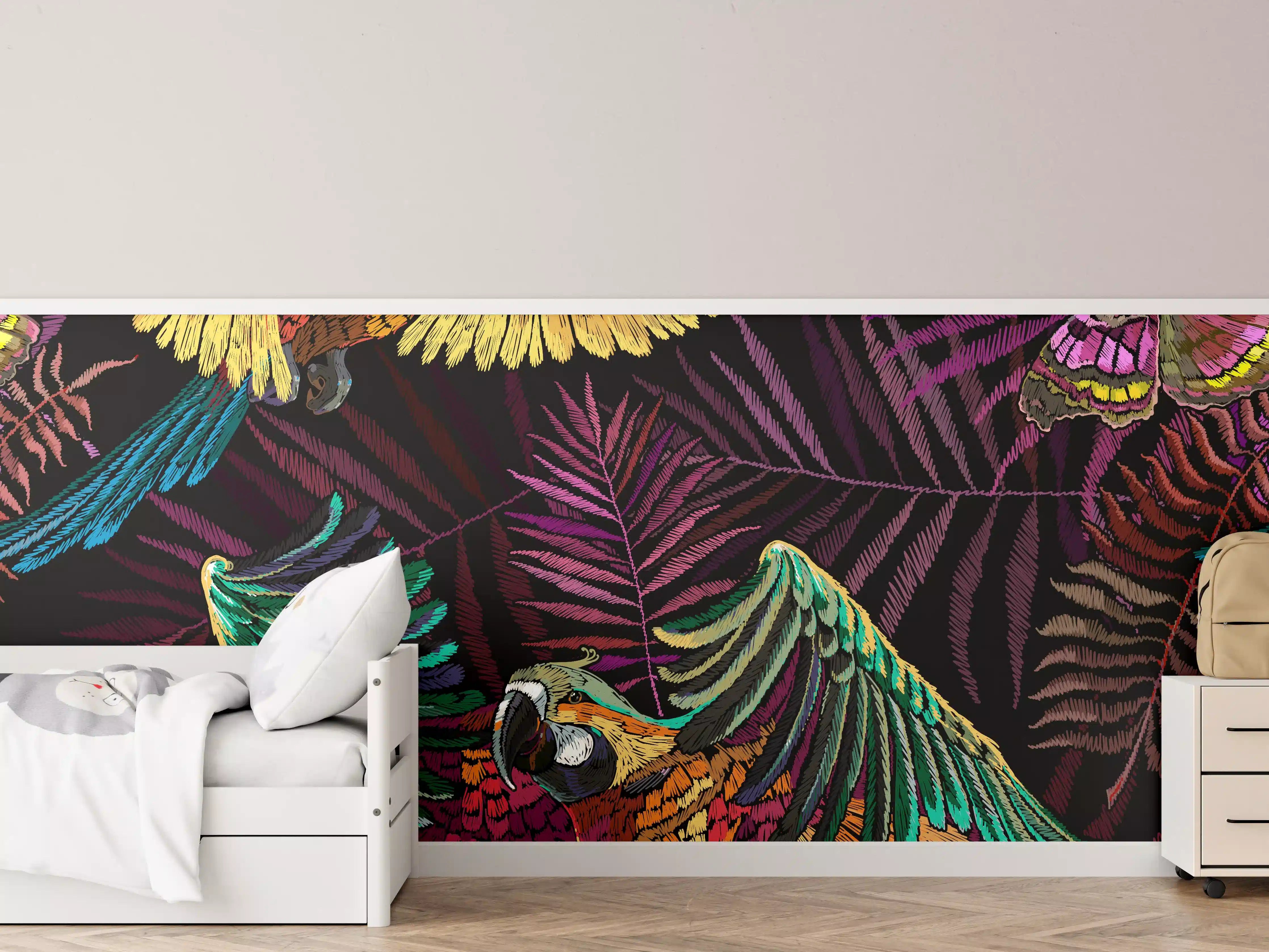 Kinderzimmer Wandgestaltung - Papagaien - Stickmuster