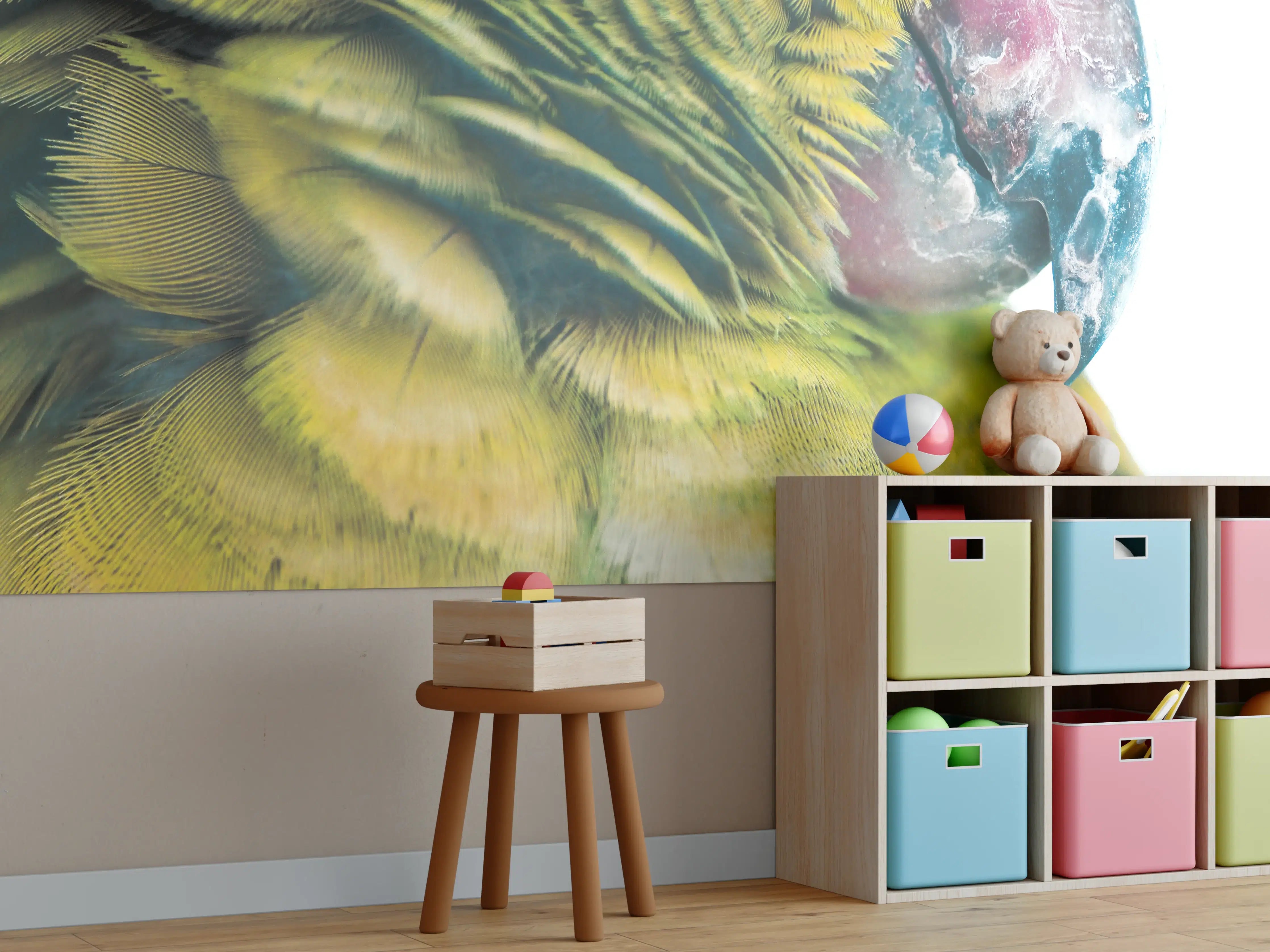 Kinderzimmer Wandgestaltung - Papagei - Nahaufname