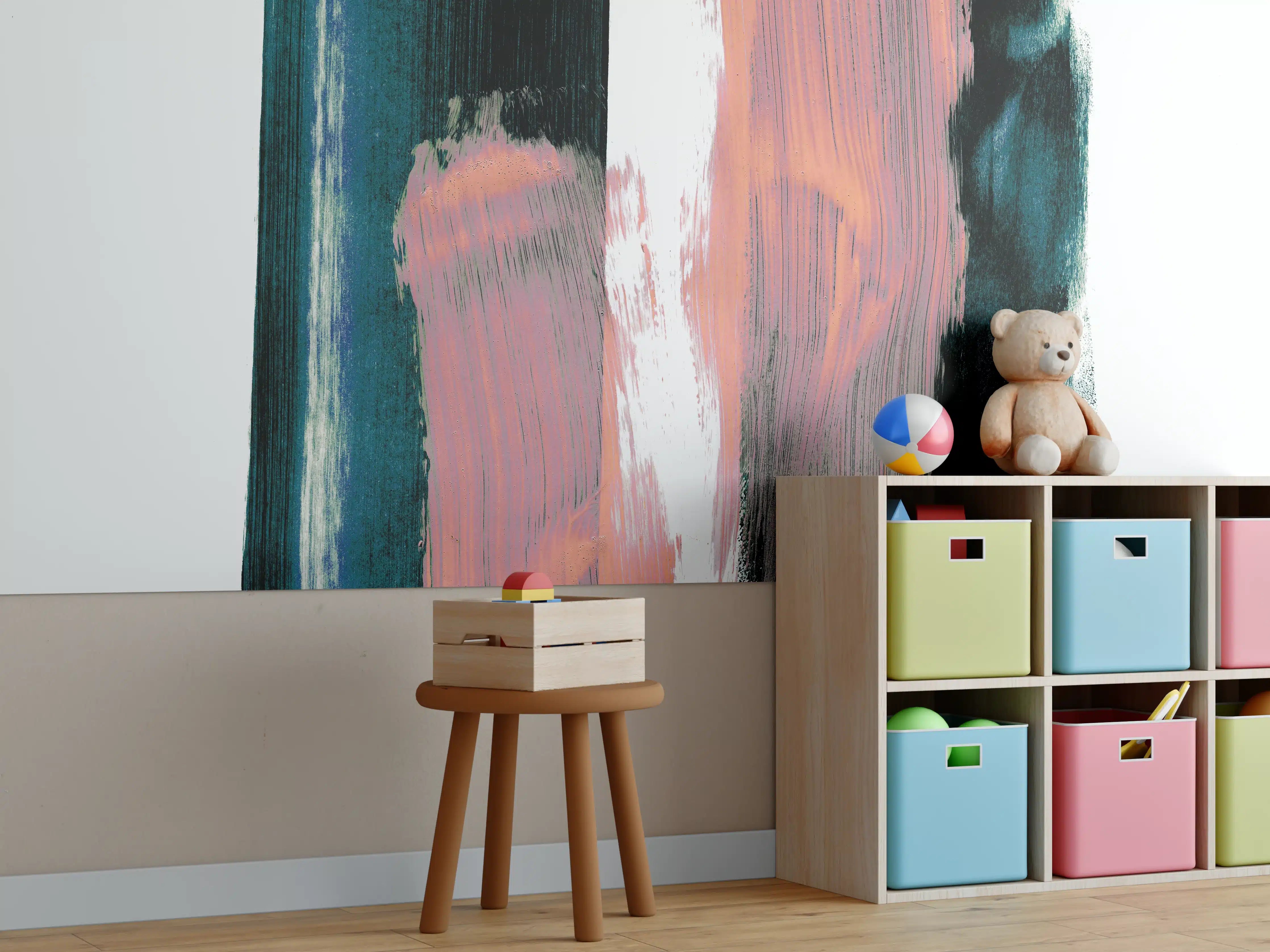 Kinderzimmer Wandgestaltung - Pastell Abstrakte Pinselkunst