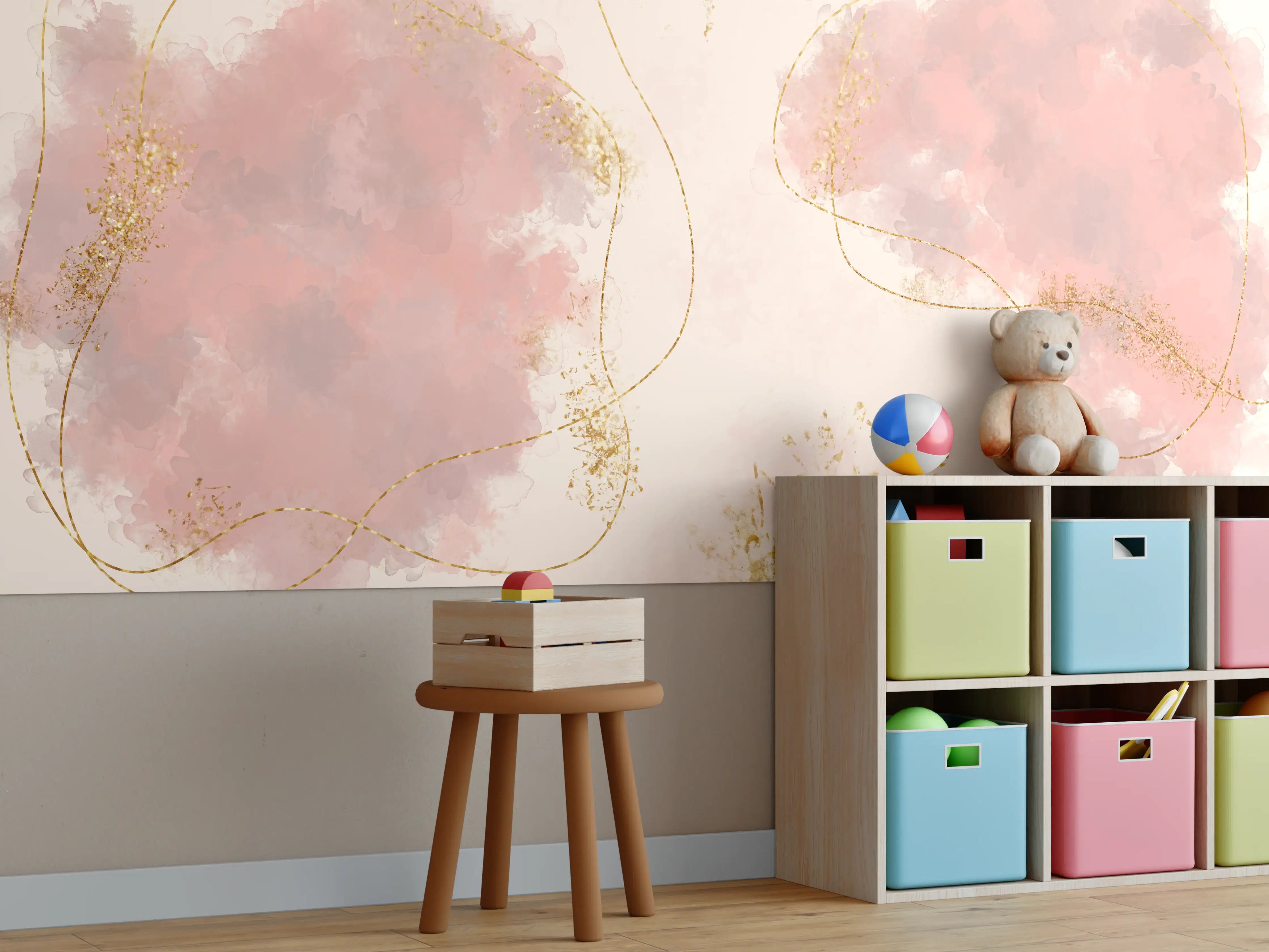 Kinderzimmer Wandgestaltung - Pastell Farben Zeichnung - Rosa