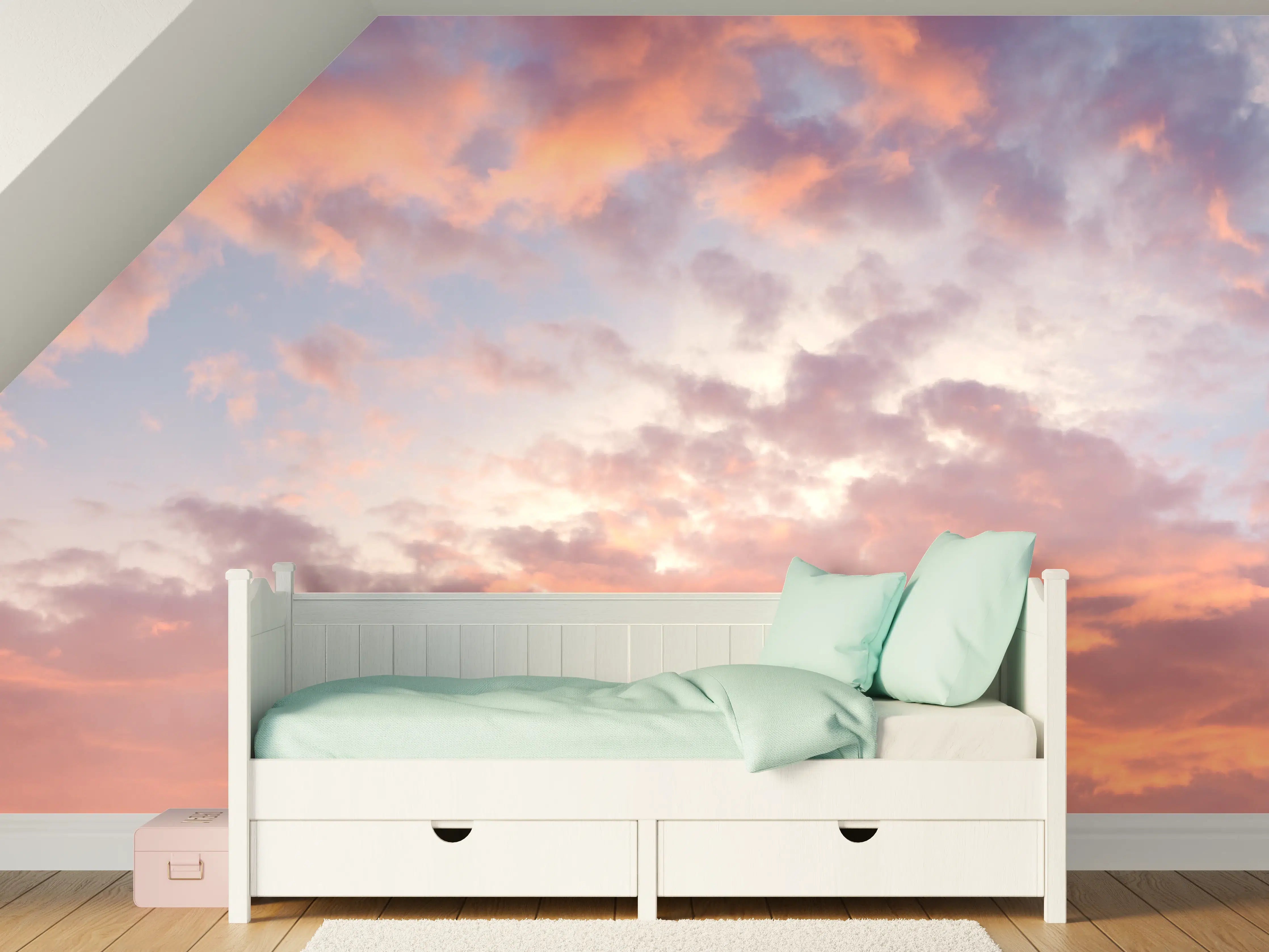 Kinderzimmer Wandgestaltung - Pastell-Sonnenuntergangs-Himmel