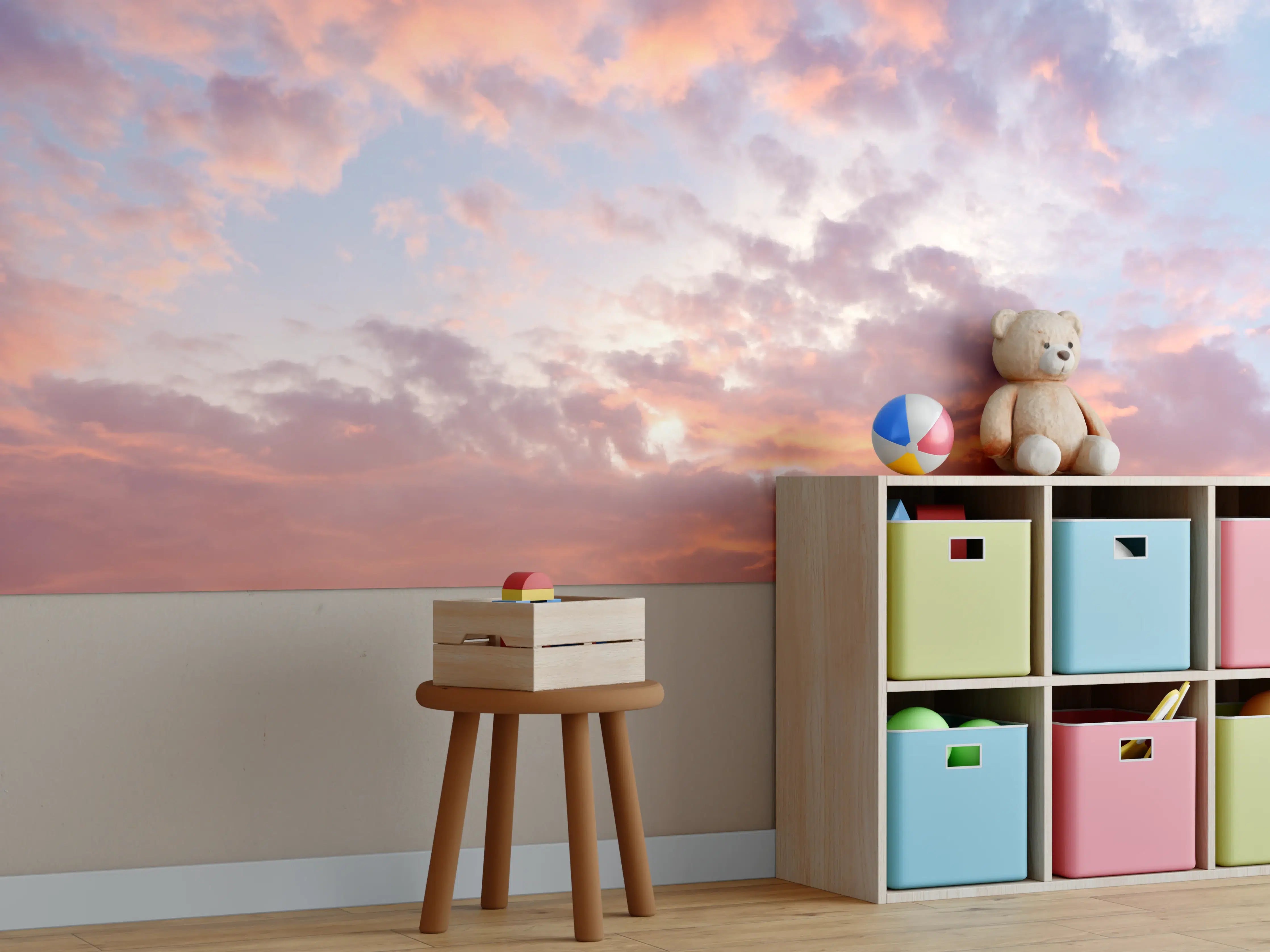 Kinderzimmer Wandgestaltung - Pastell-Sonnenuntergangs-Himmel
