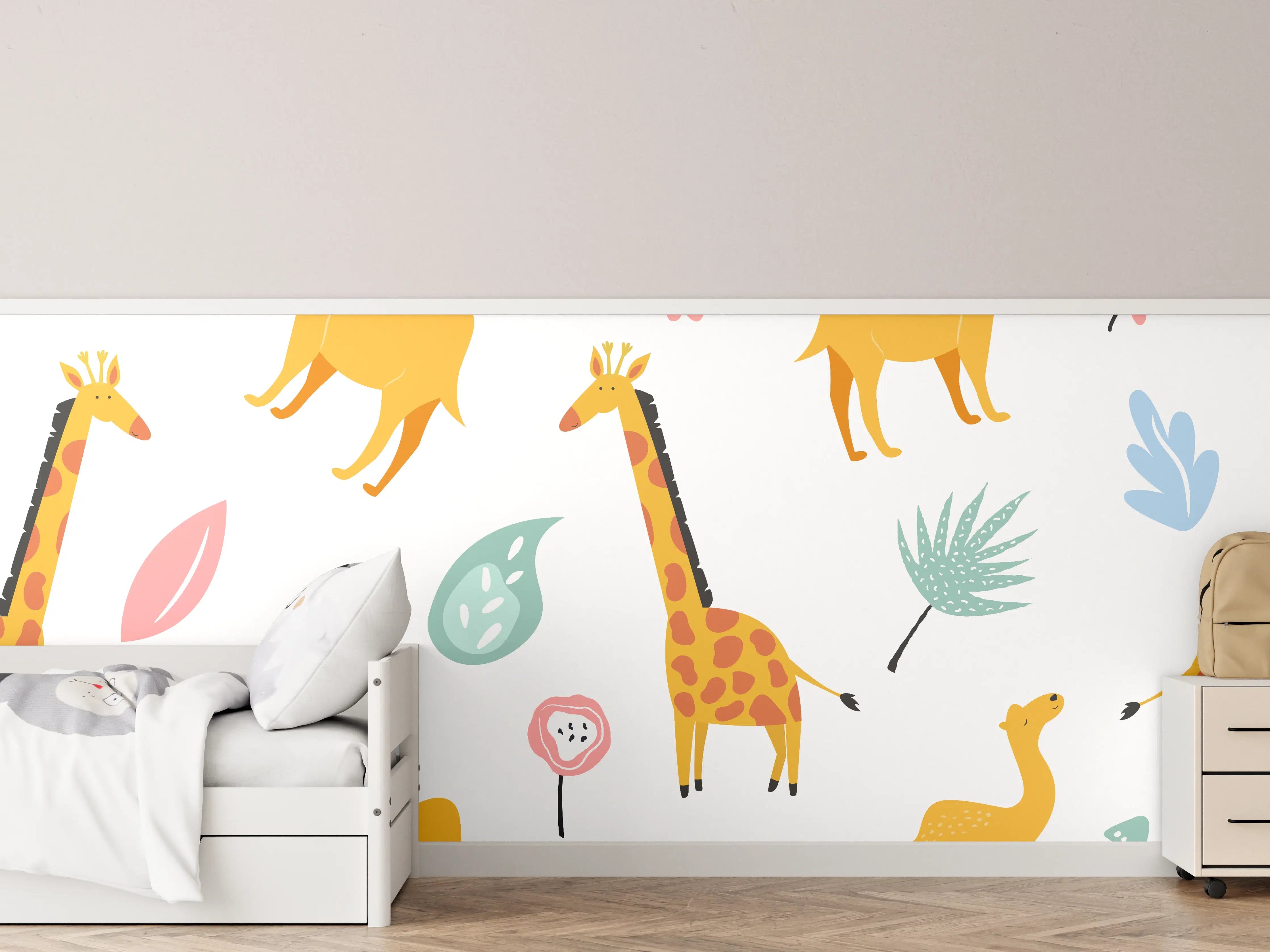 Kinderzimmer Wandgestaltung - Pastellfarbene Giraffen Muster