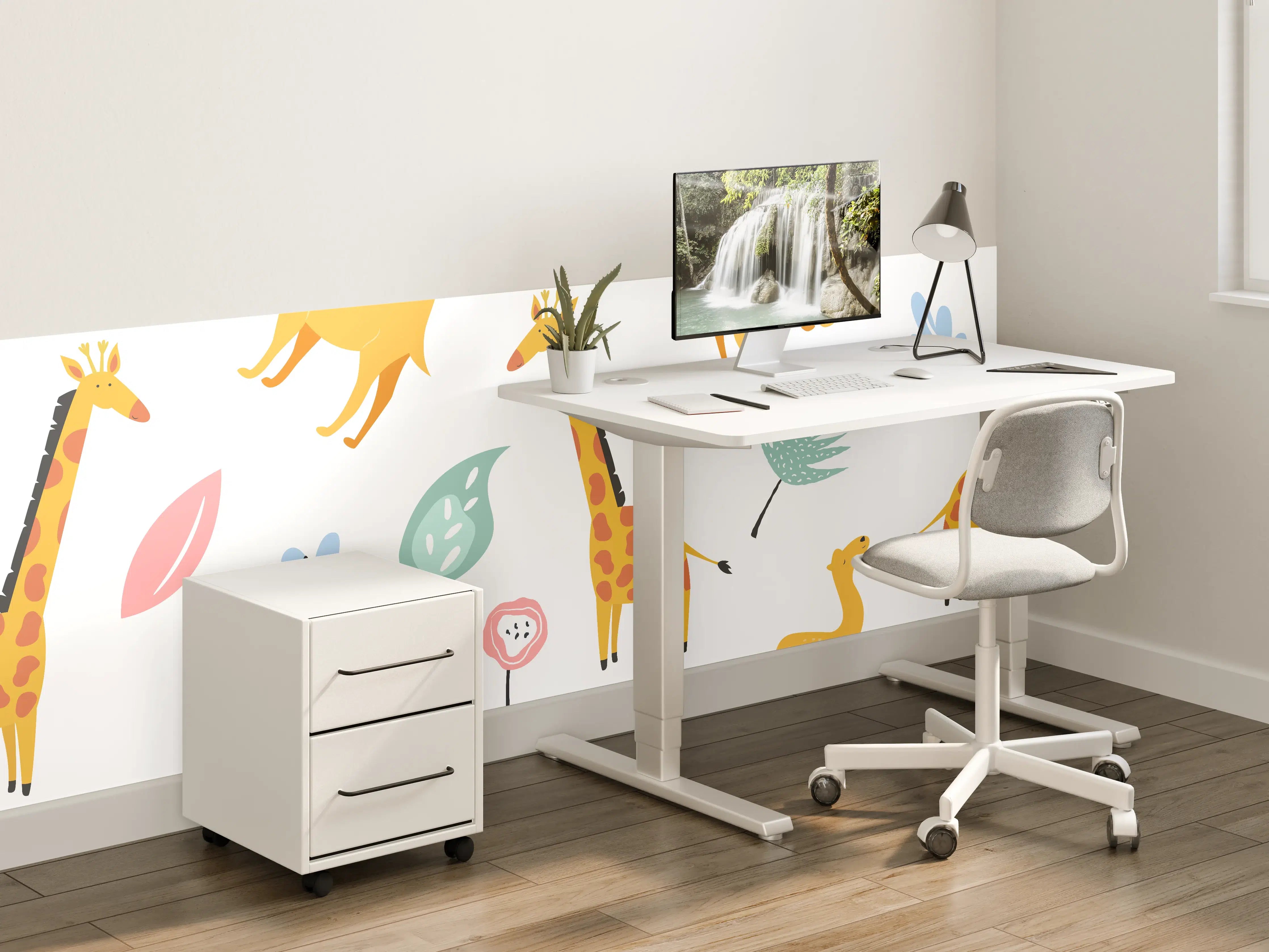 Kinderzimmer Wandgestaltung - Pastellfarbene Giraffen Muster