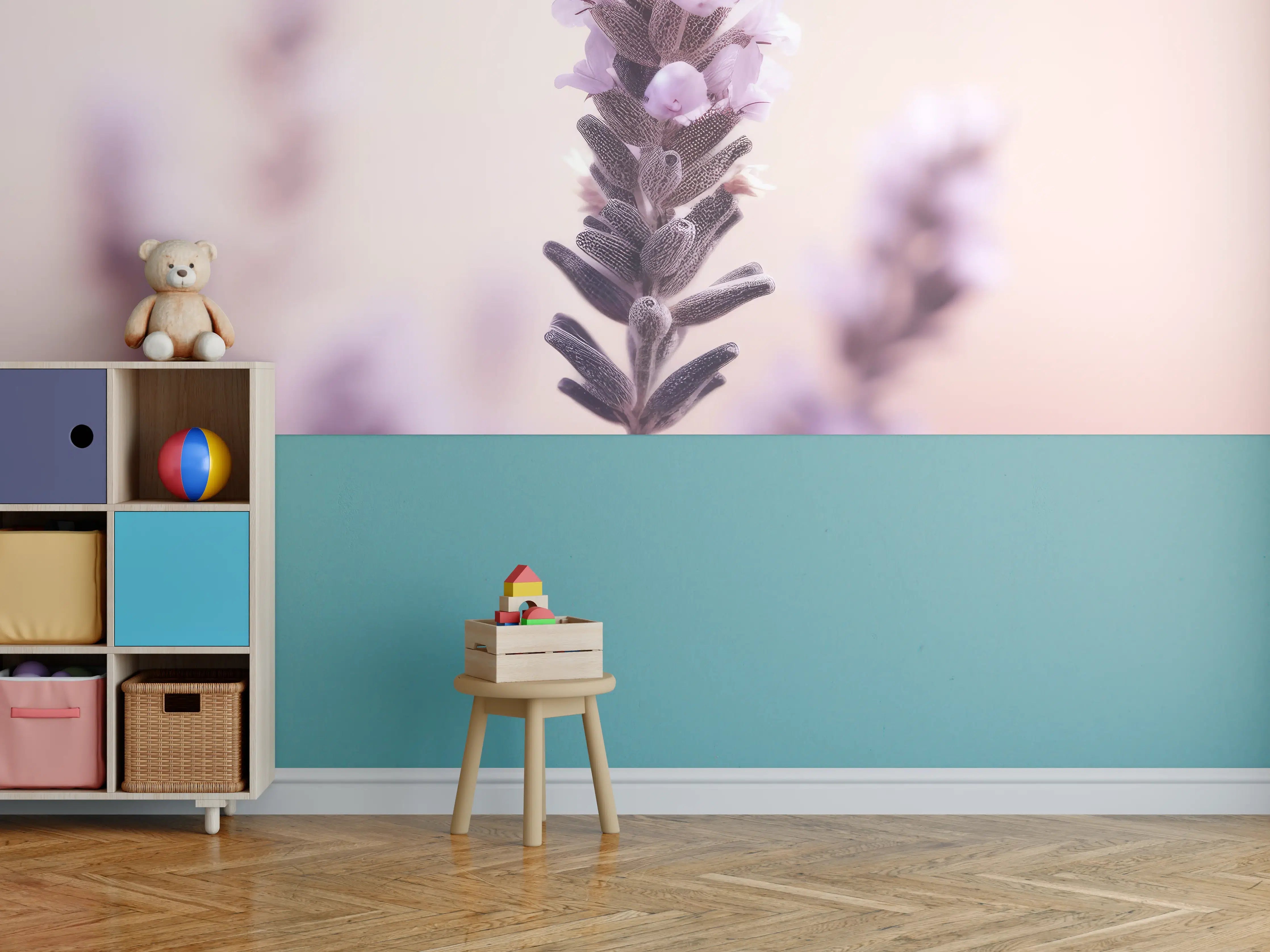 Kinderzimmer Wandgestaltung - Pastellfarbene Lavendel Makro