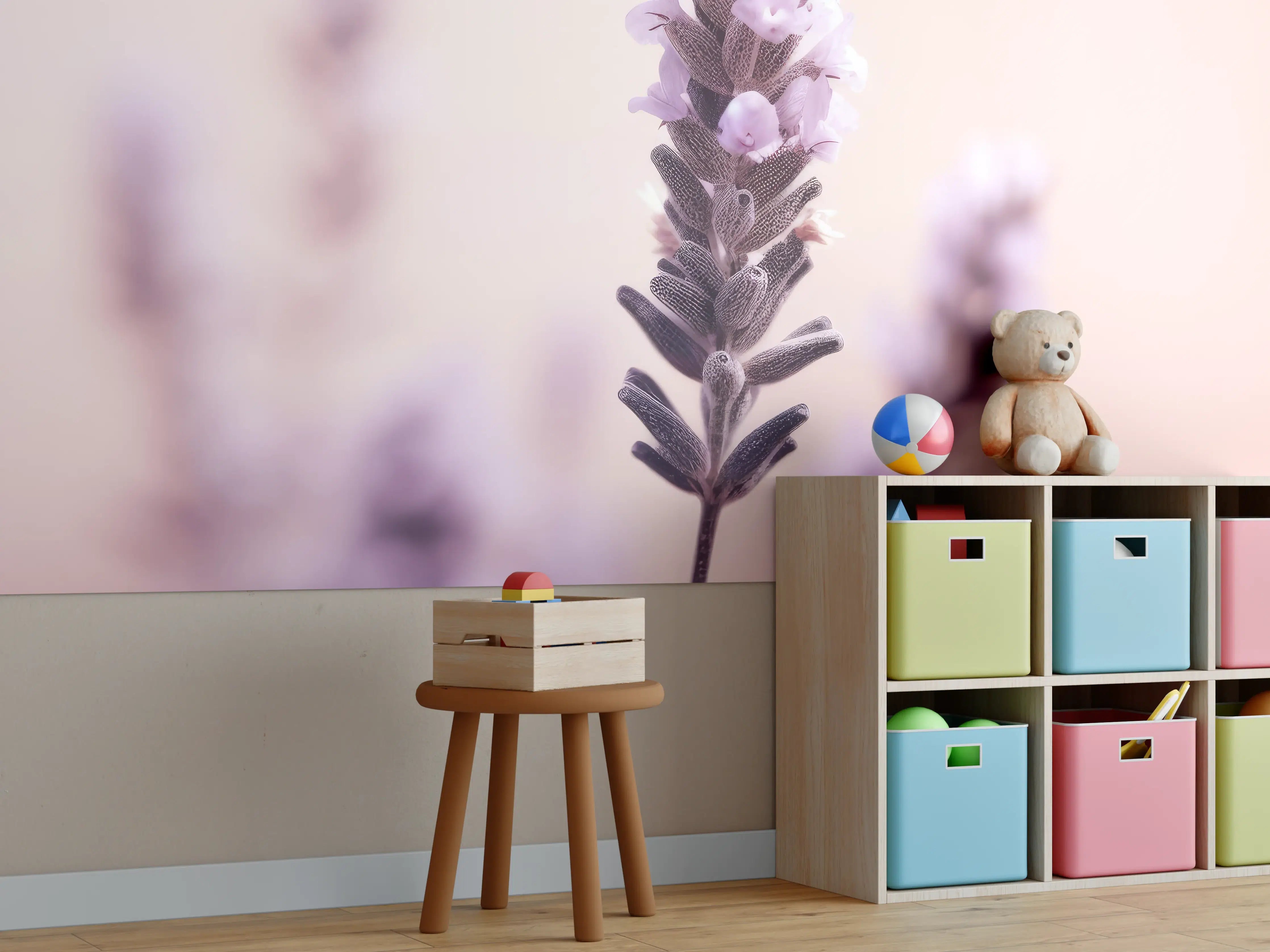 Kinderzimmer Wandgestaltung - Pastellfarbene Lavendel Makro