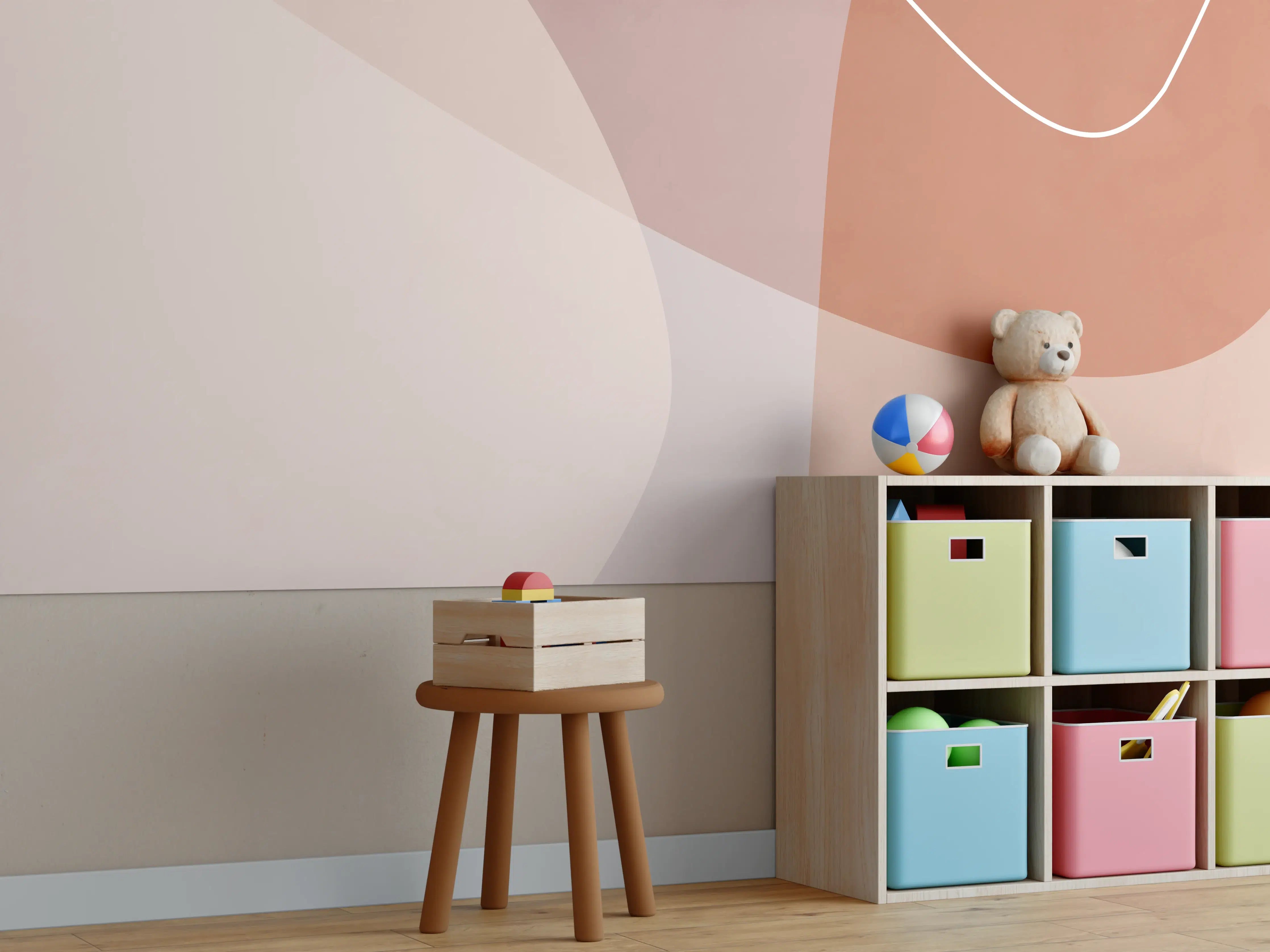 Kinderzimmer Wandgestaltung - Pastellfarbene Organische Formen