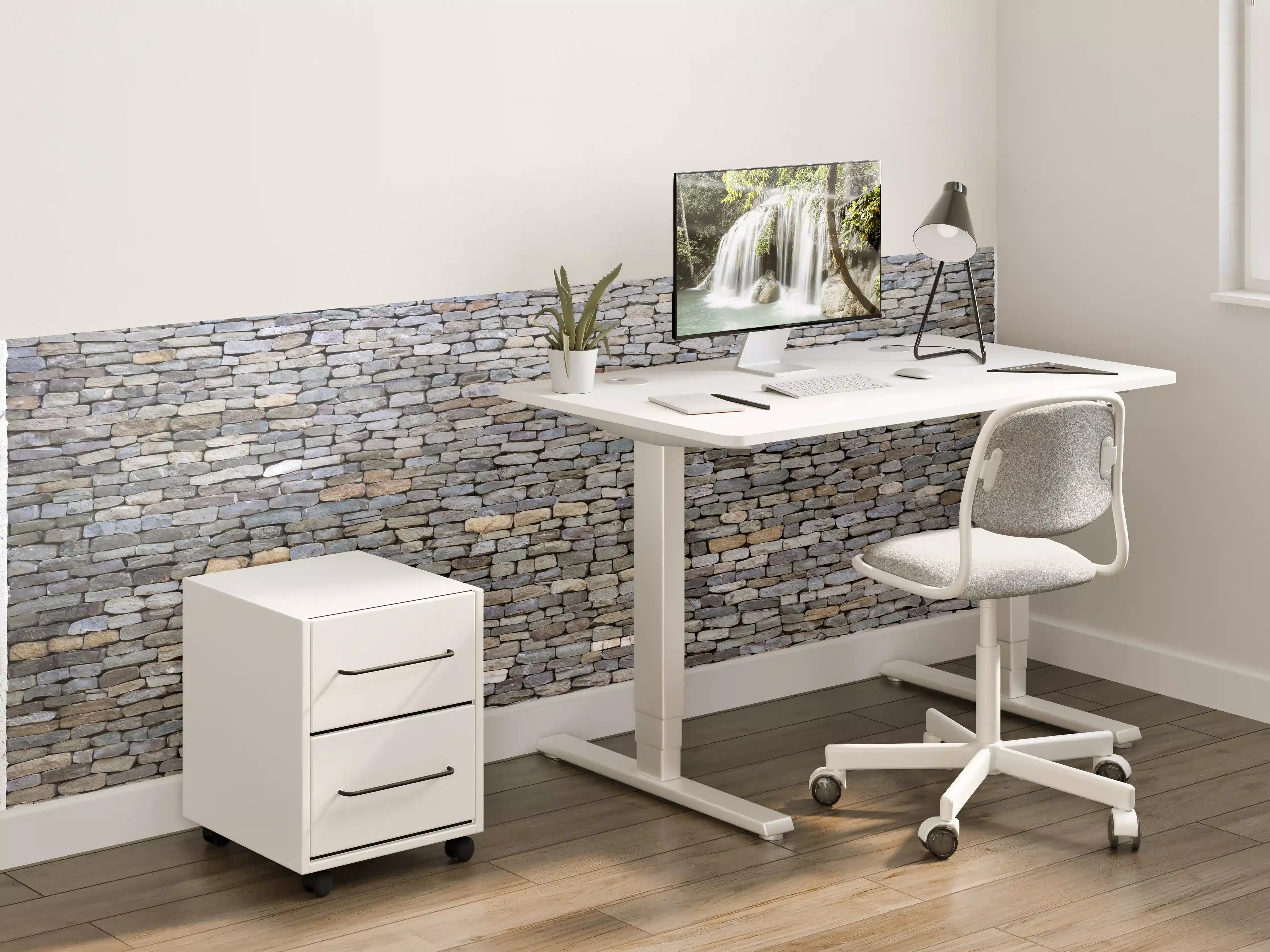 Kinderzimmer Wandgestaltung - Pastellfarbene Steinmauer