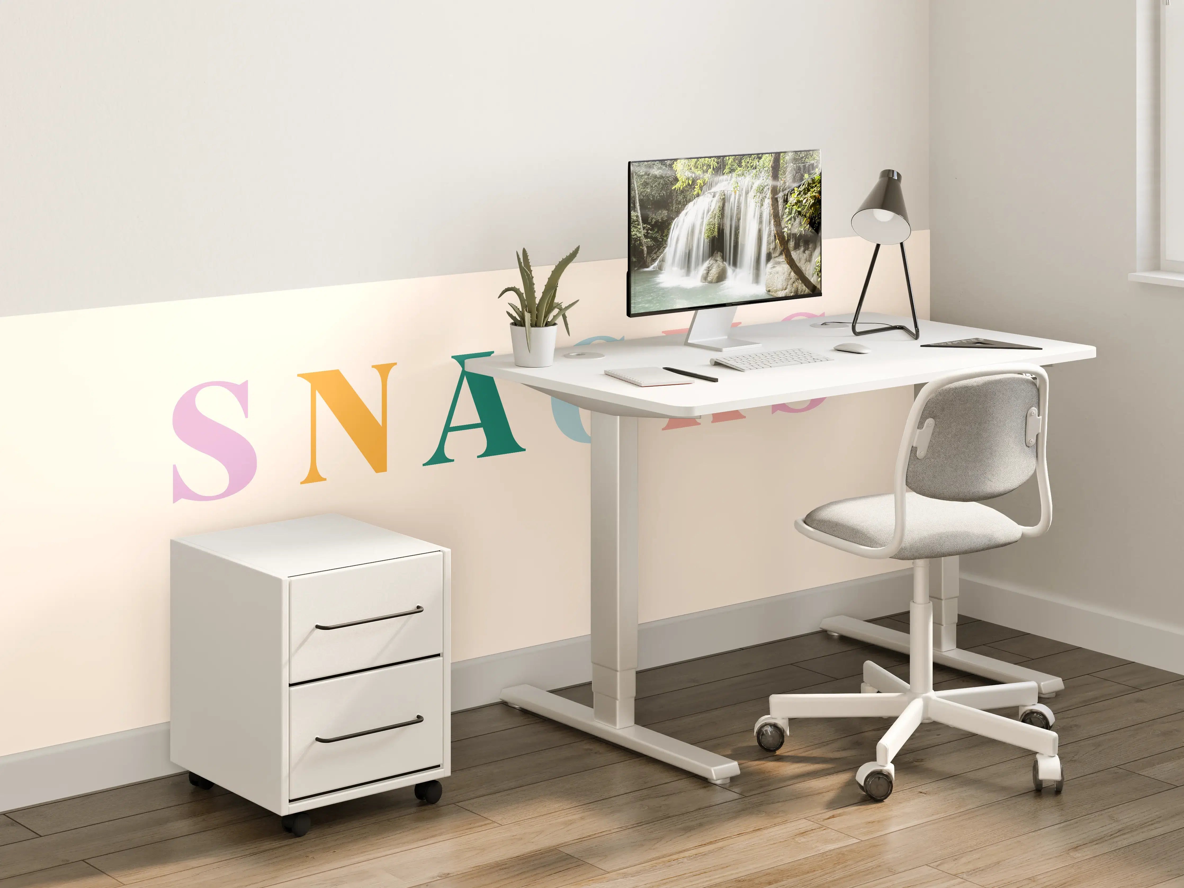 Kinderzimmer Wandgestaltung - Pastellfarbene 'SNACKS' Schrift