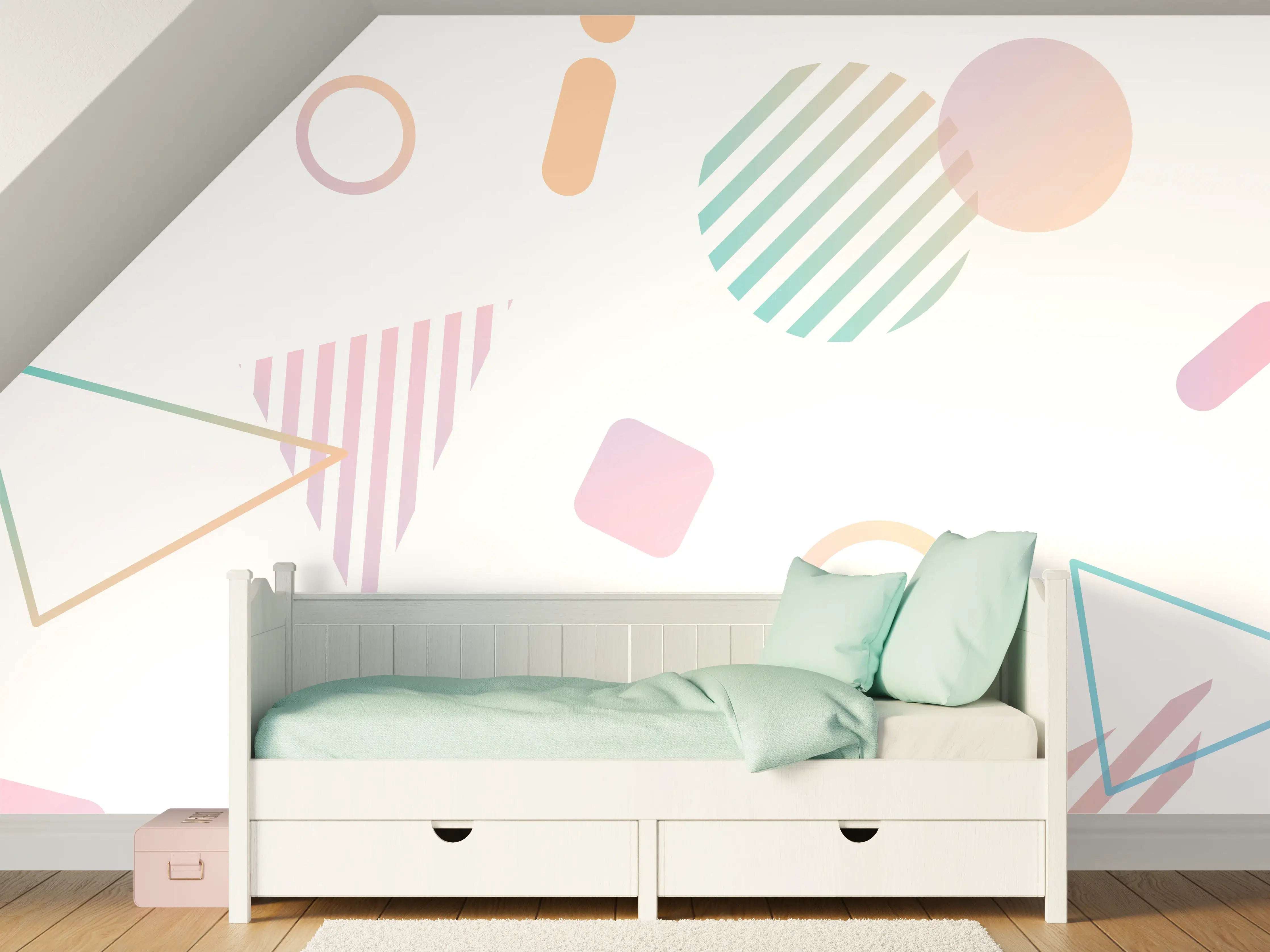Kinderzimmer Wandgestaltung - Pastellfarbenes Geometrie Muster