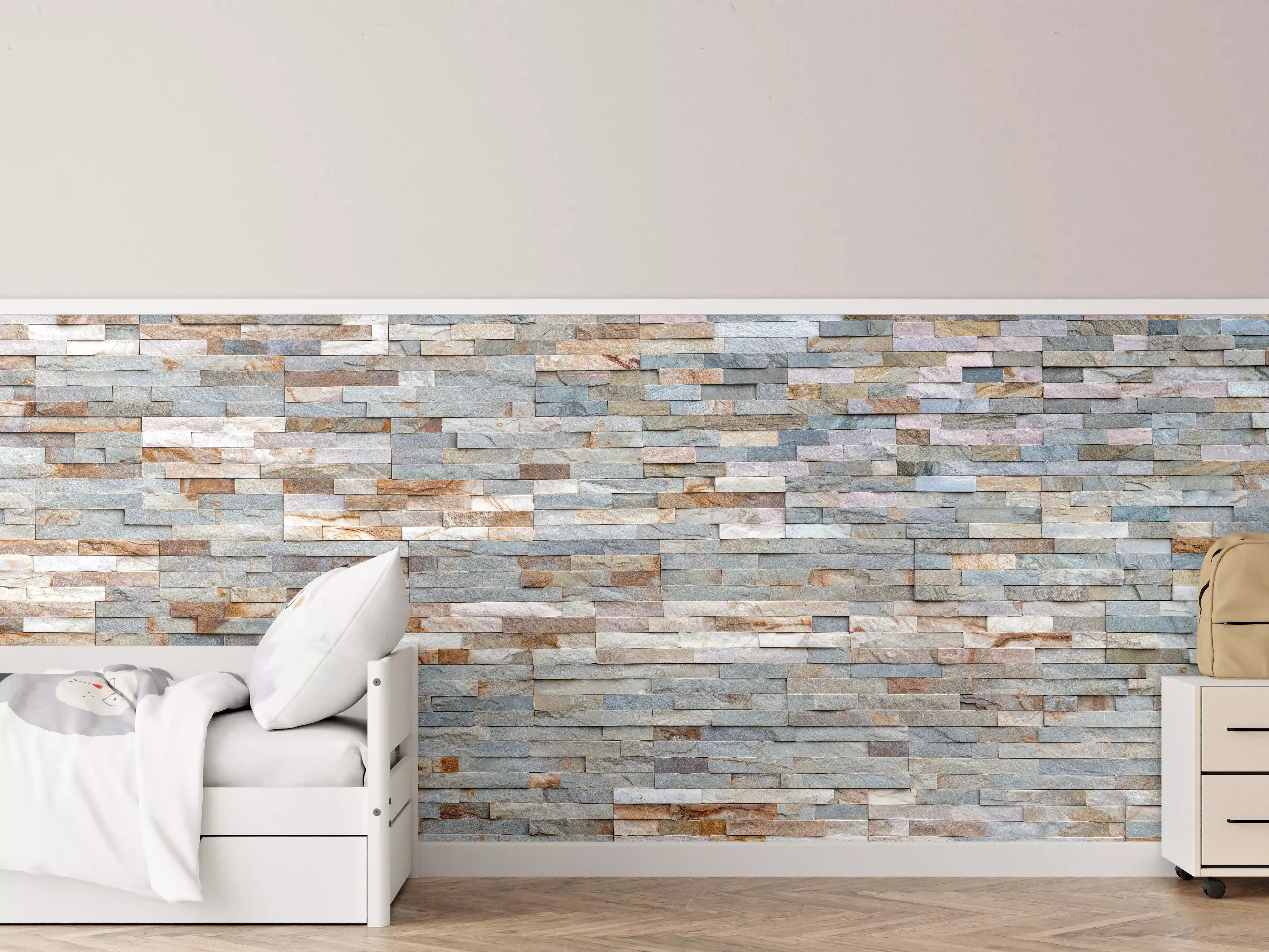 Kinderzimmer Wandgestaltung - Pastellfarbige Schieferstein Textur