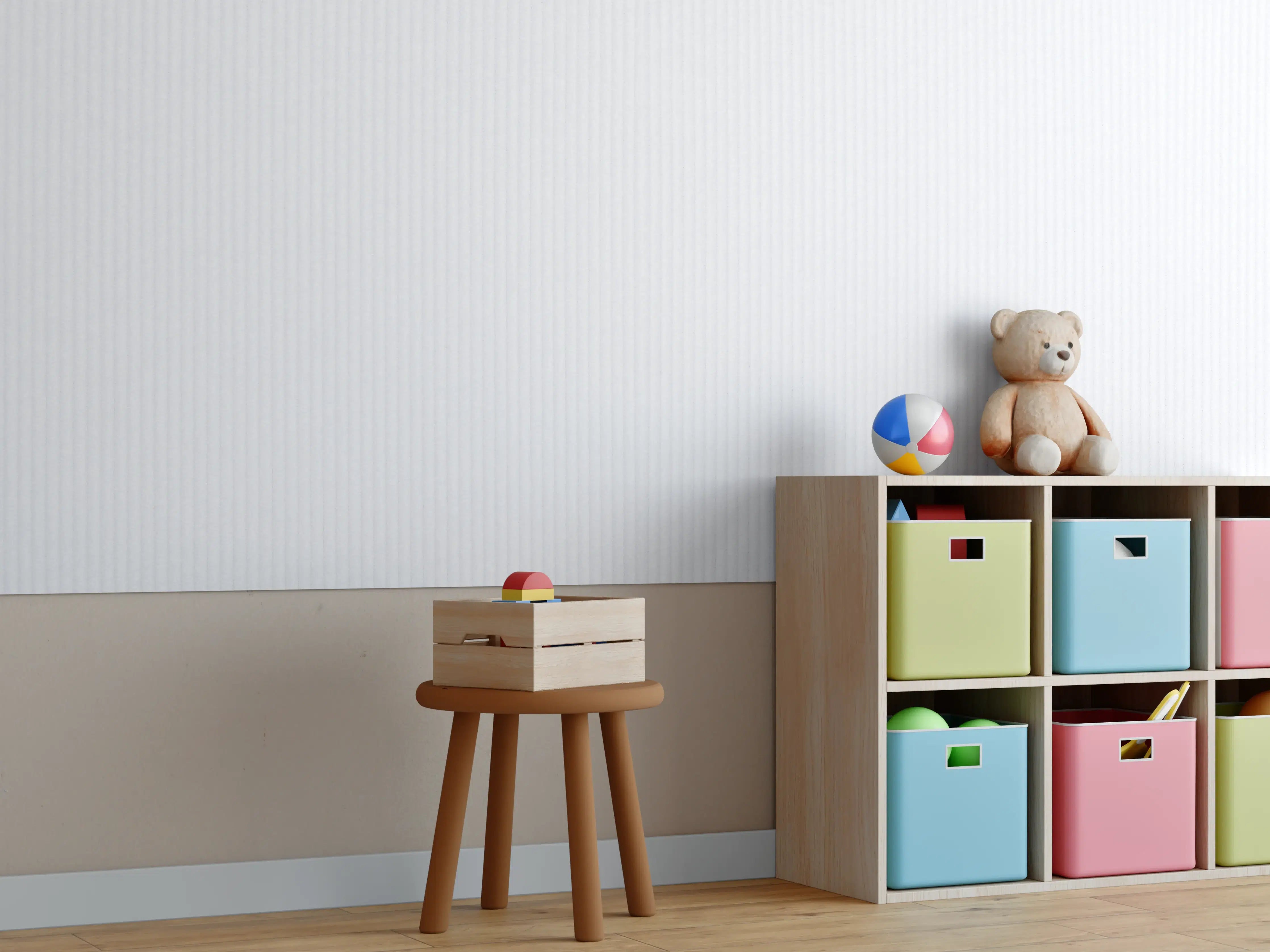 Kinderzimmer Wandgestaltung - Pastellfarbiger lila Stoff