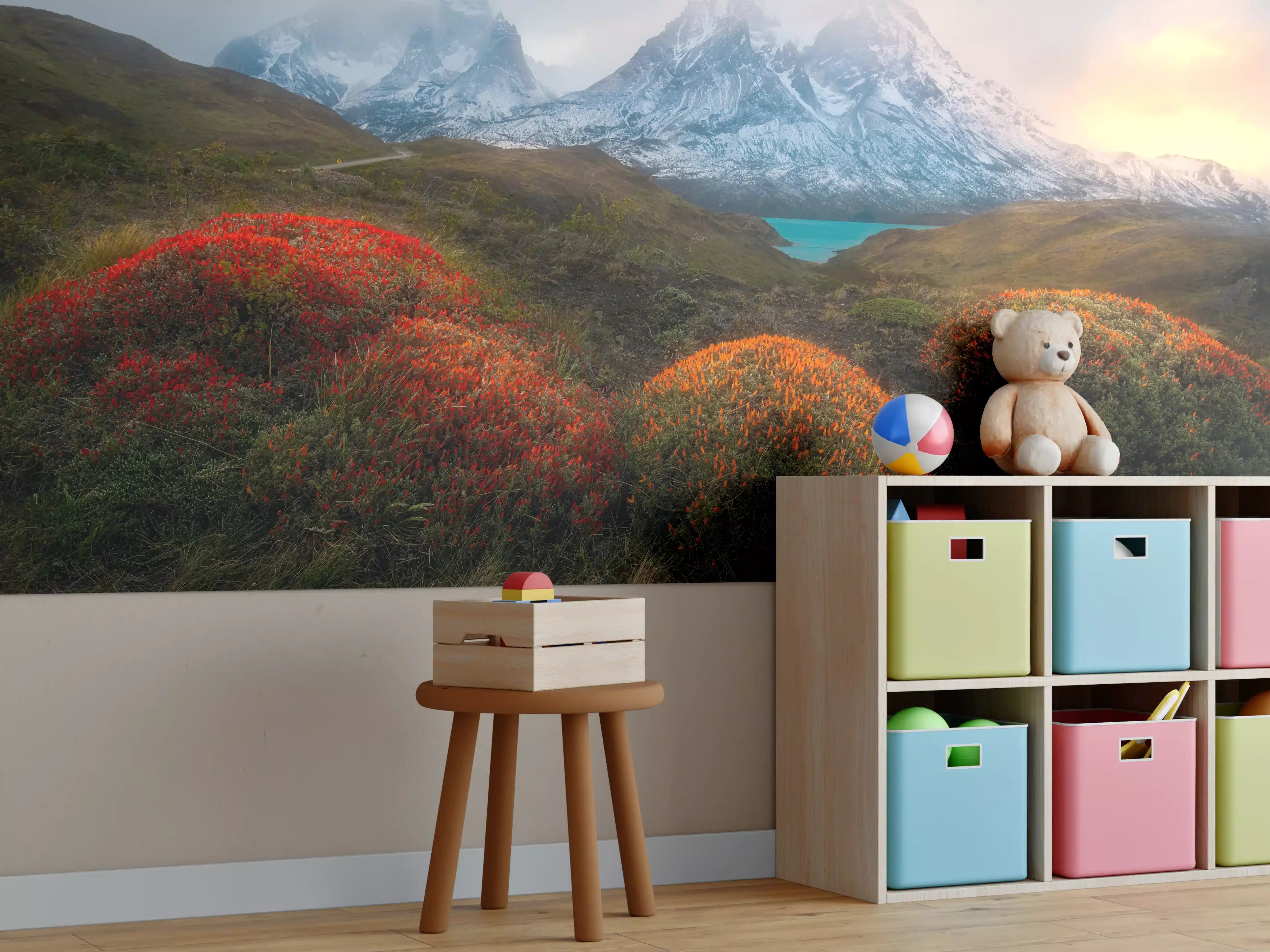 Kinderzimmer Wandgestaltung - Patagonia Bergpanorama im Frühling