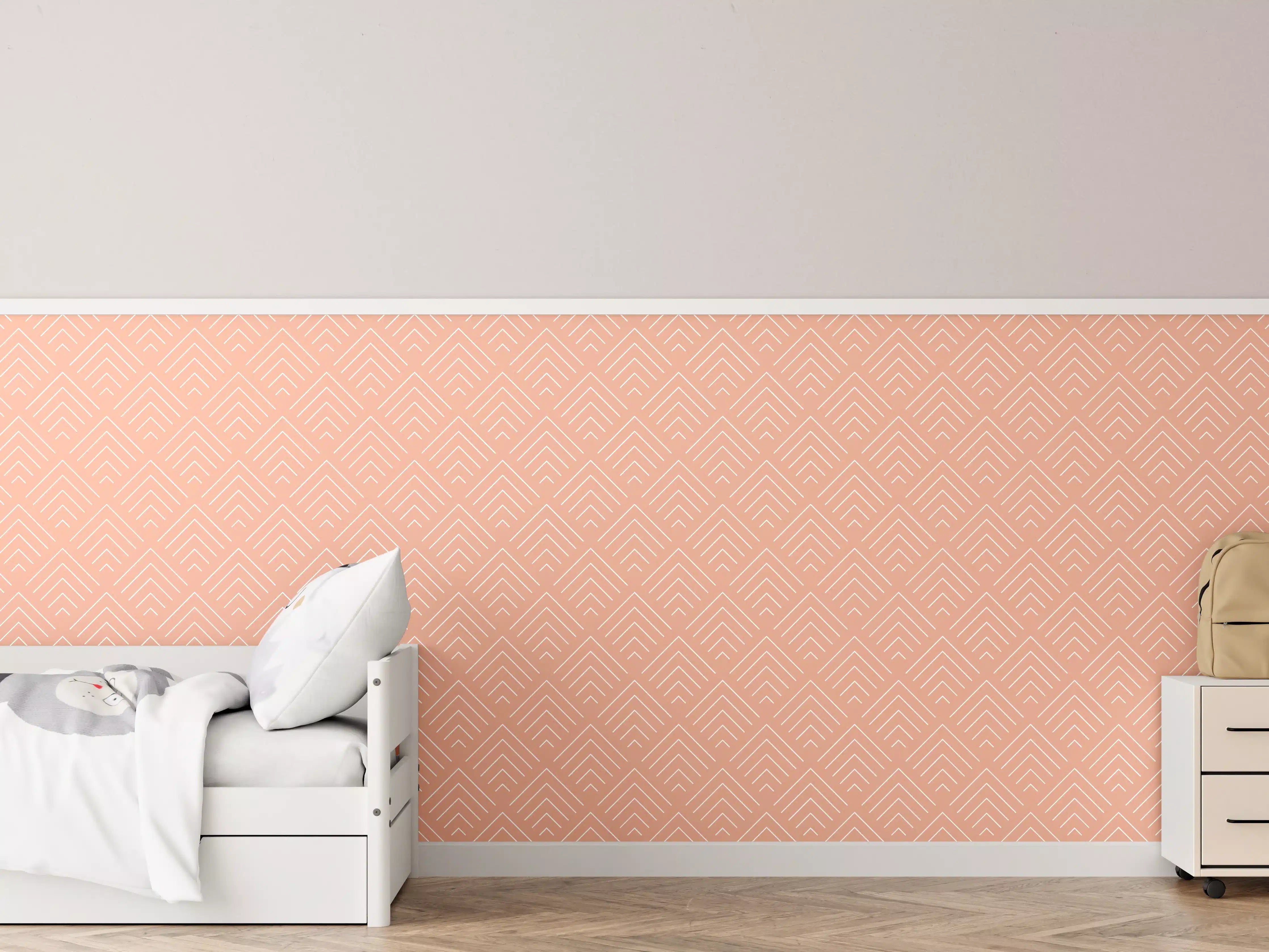 Kinderzimmer Wandgestaltung - Peachfarbenes geometrisches Muster