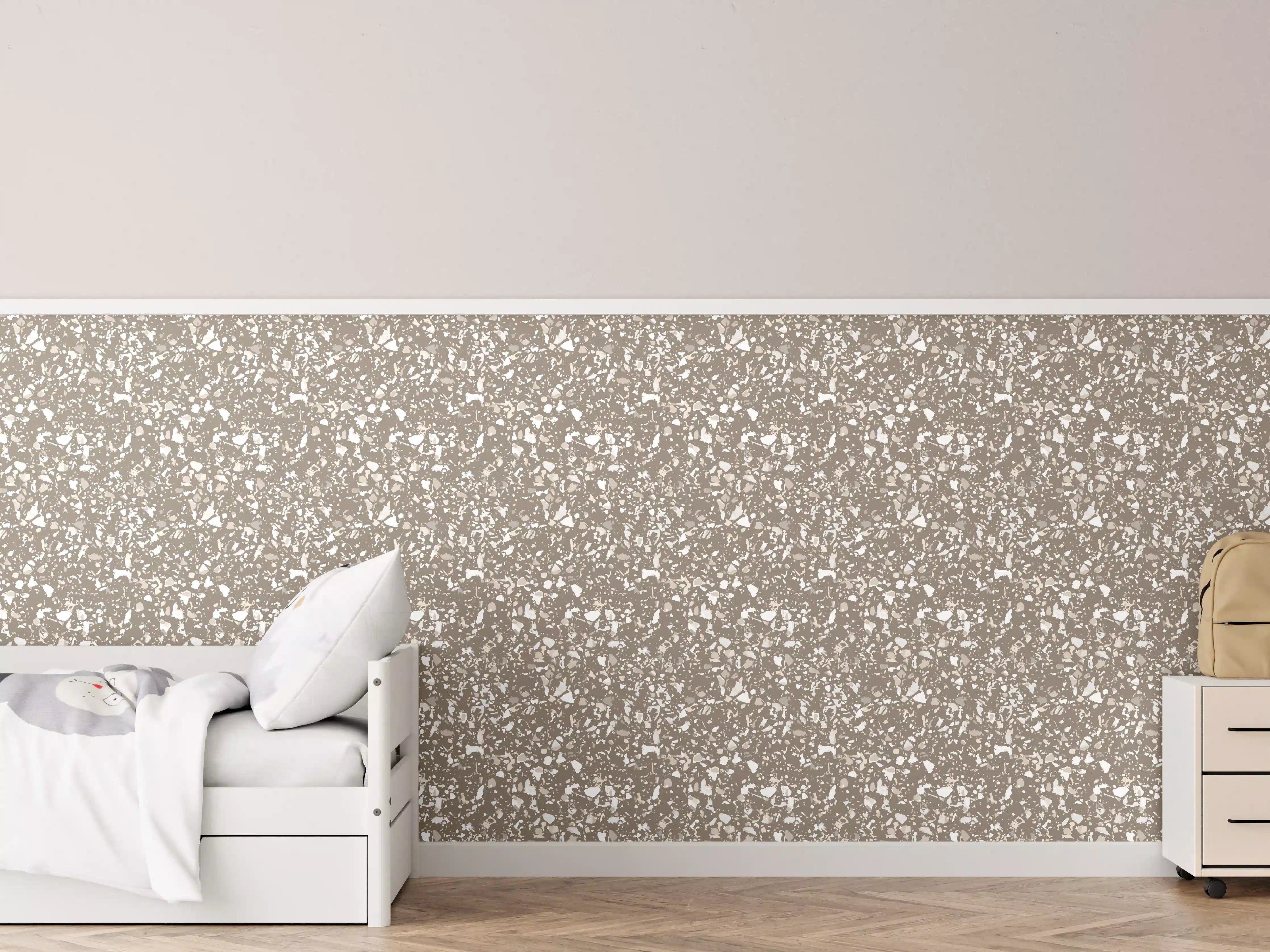 Kinderzimmer Wandgestaltung - Perlende Steinfliese in warme Beigetöne