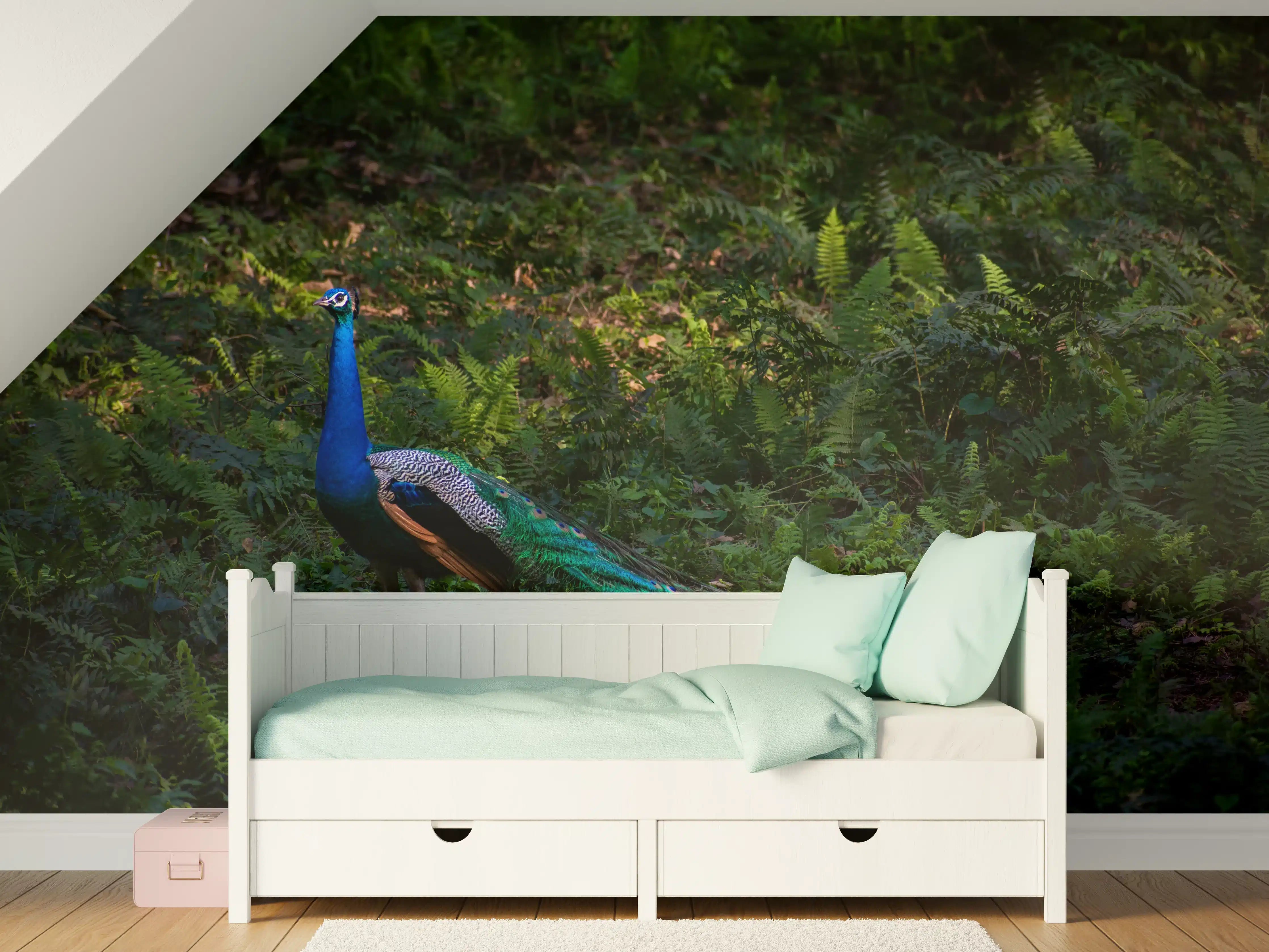 Kinderzimmer Wandgestaltung - Pfau in freier Natur