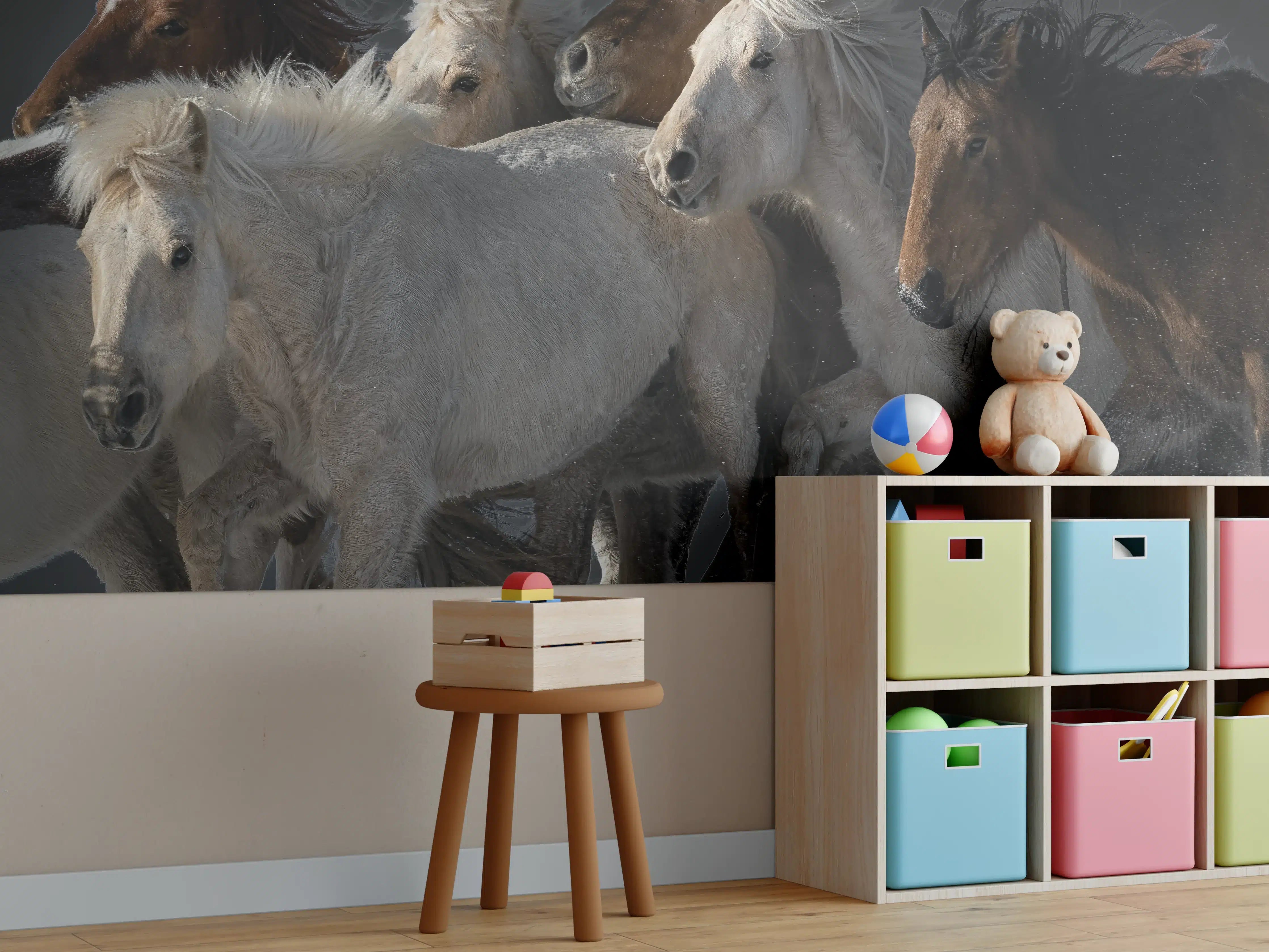 Kinderzimmer Wandgestaltung - Pferdeherde 