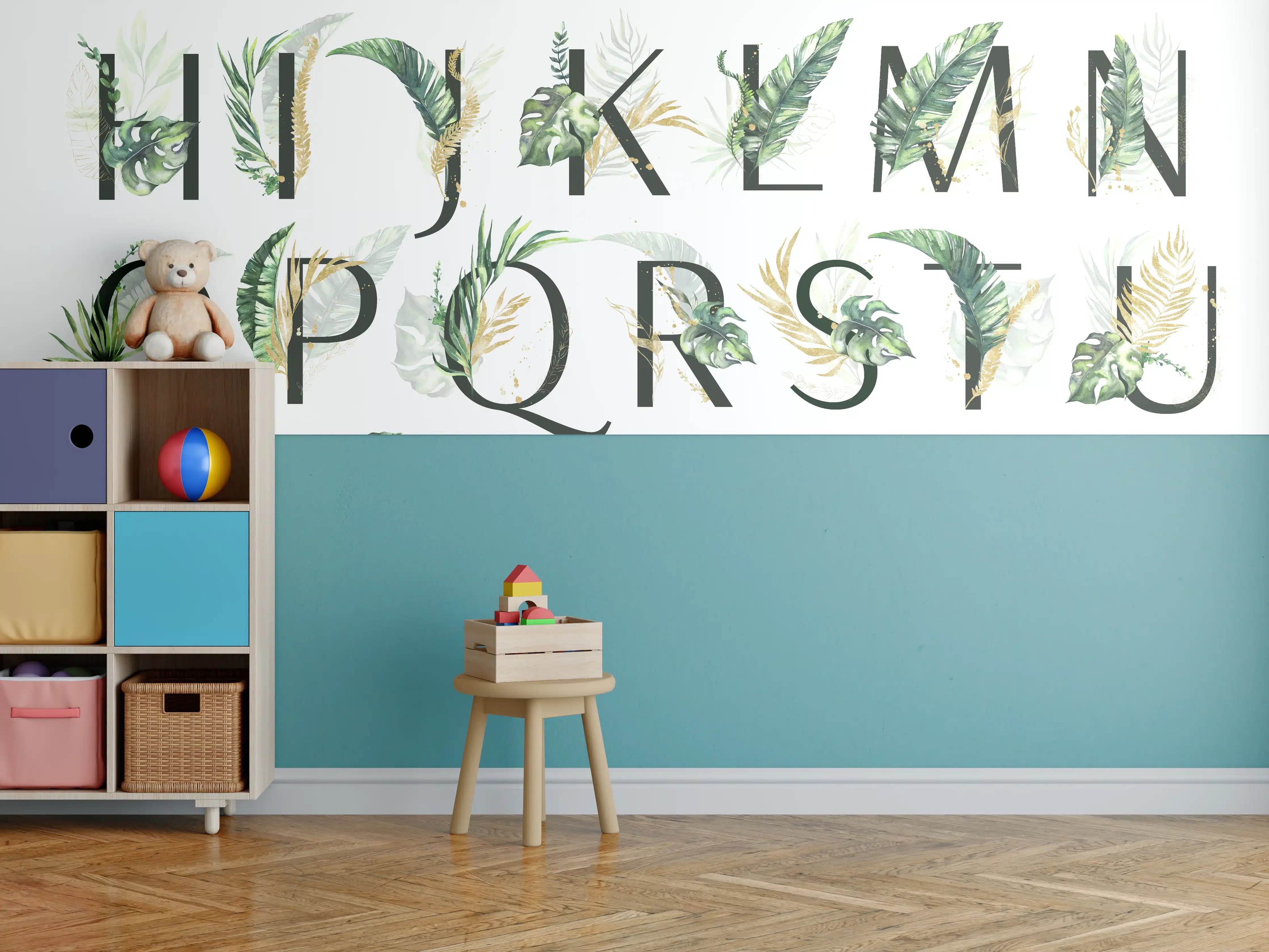 Kinderzimmer Wandgestaltung - Pflanzliche Alphabet Sammlung