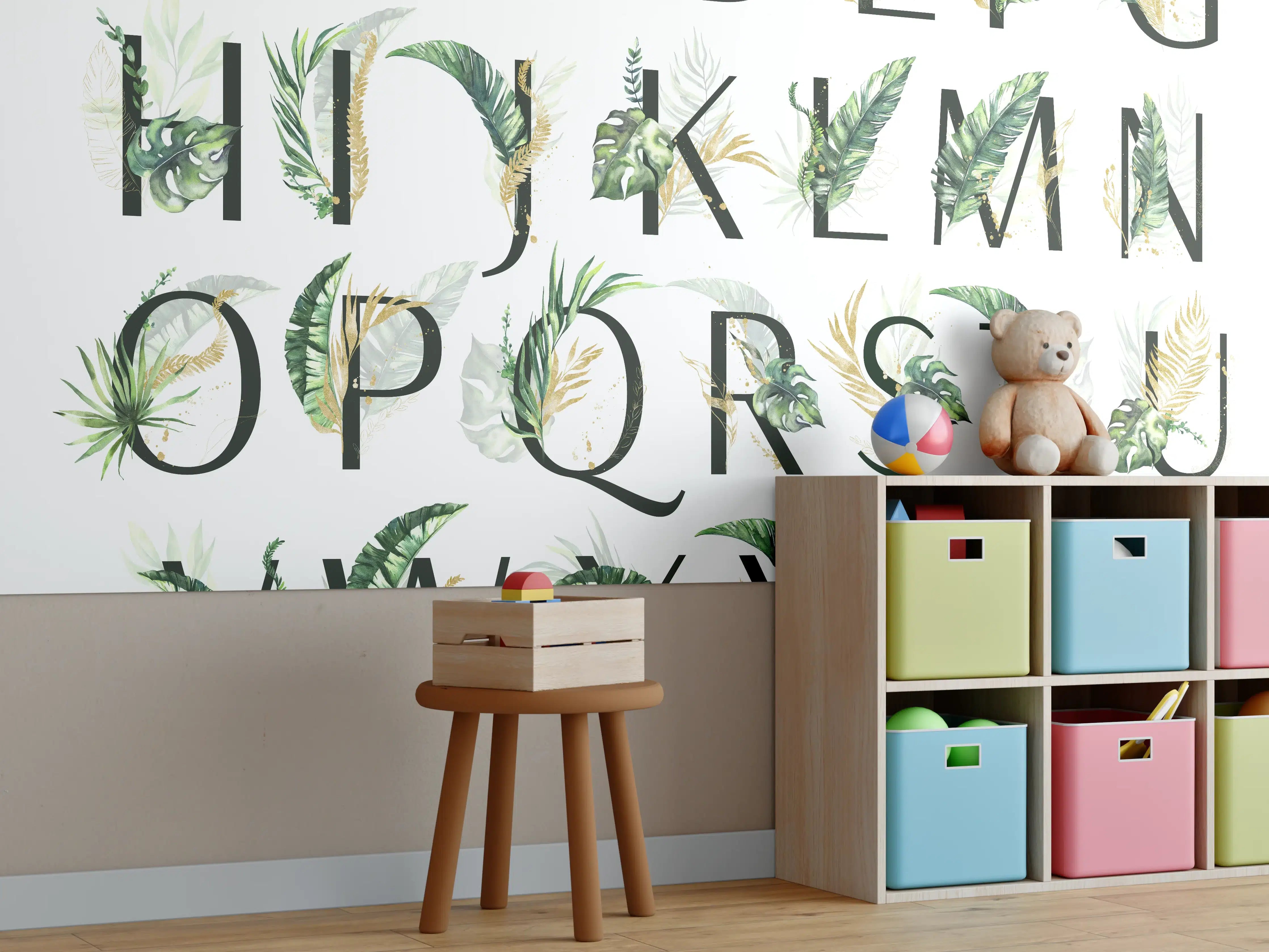 Kinderzimmer Wandgestaltung - Pflanzliche Alphabet Sammlung