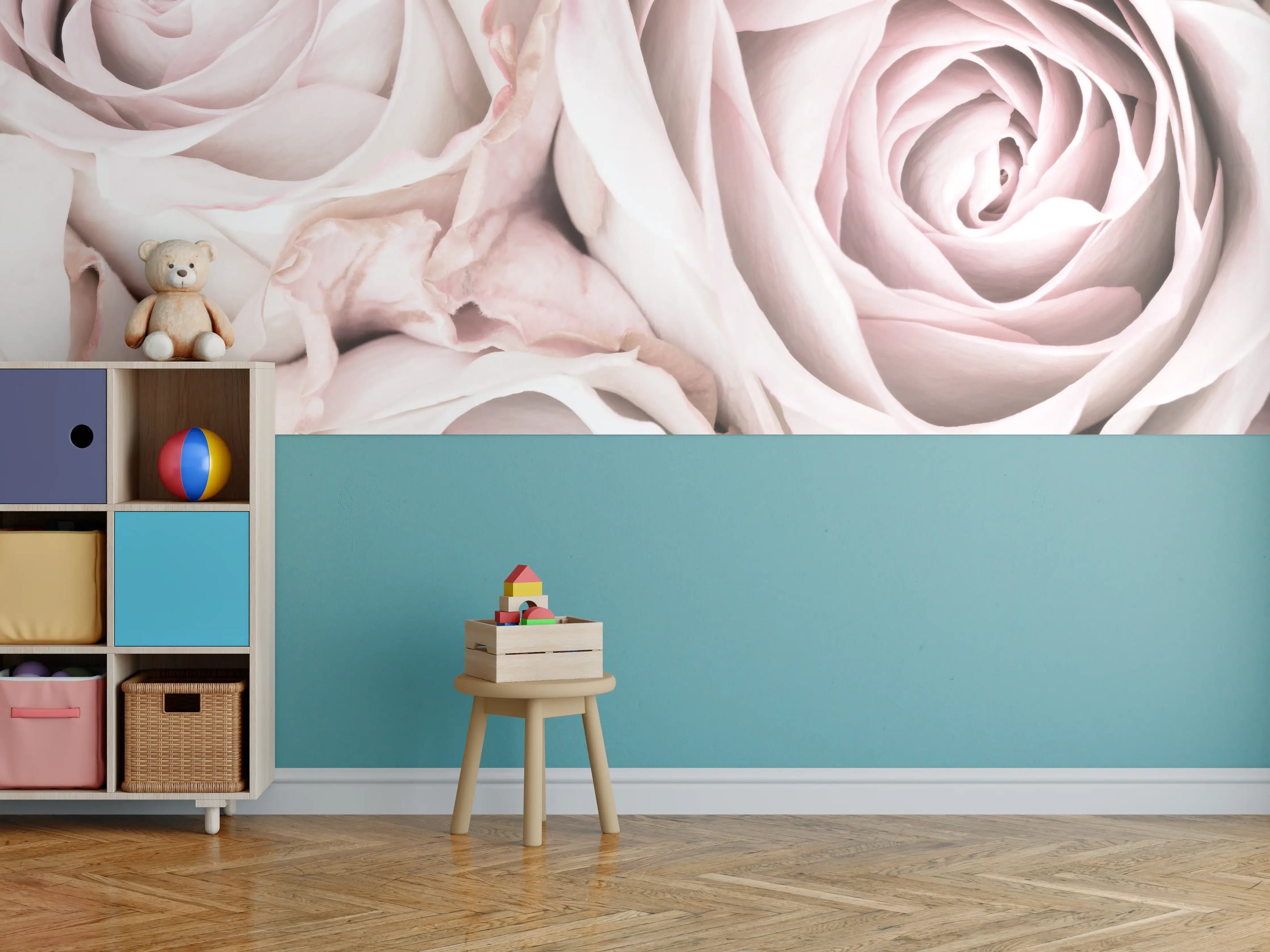 Kinderzimmer Wandgestaltung - Pinke Rosen - Floral