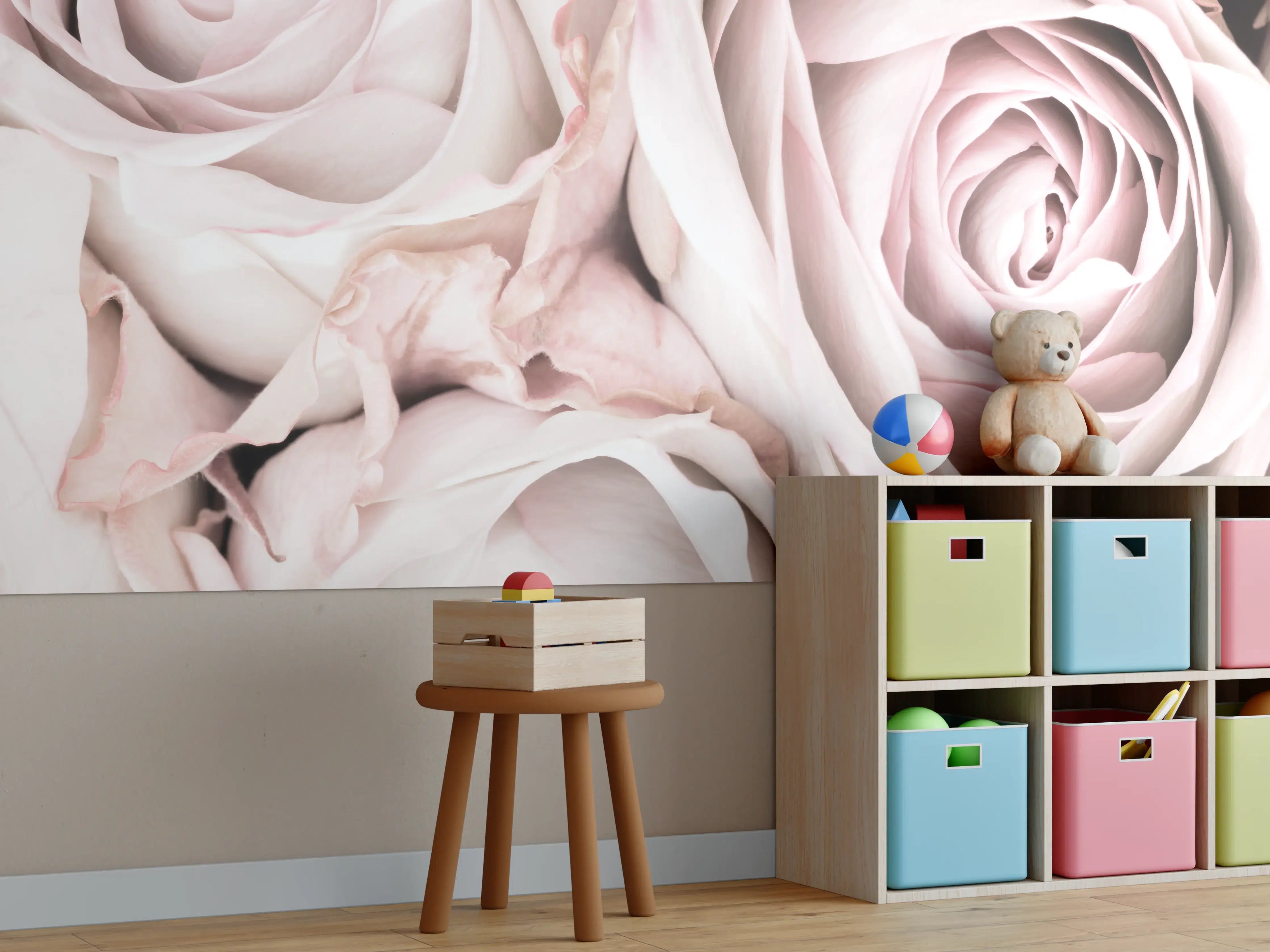 Kinderzimmer Wandgestaltung - Pinke Rosen - Floral
