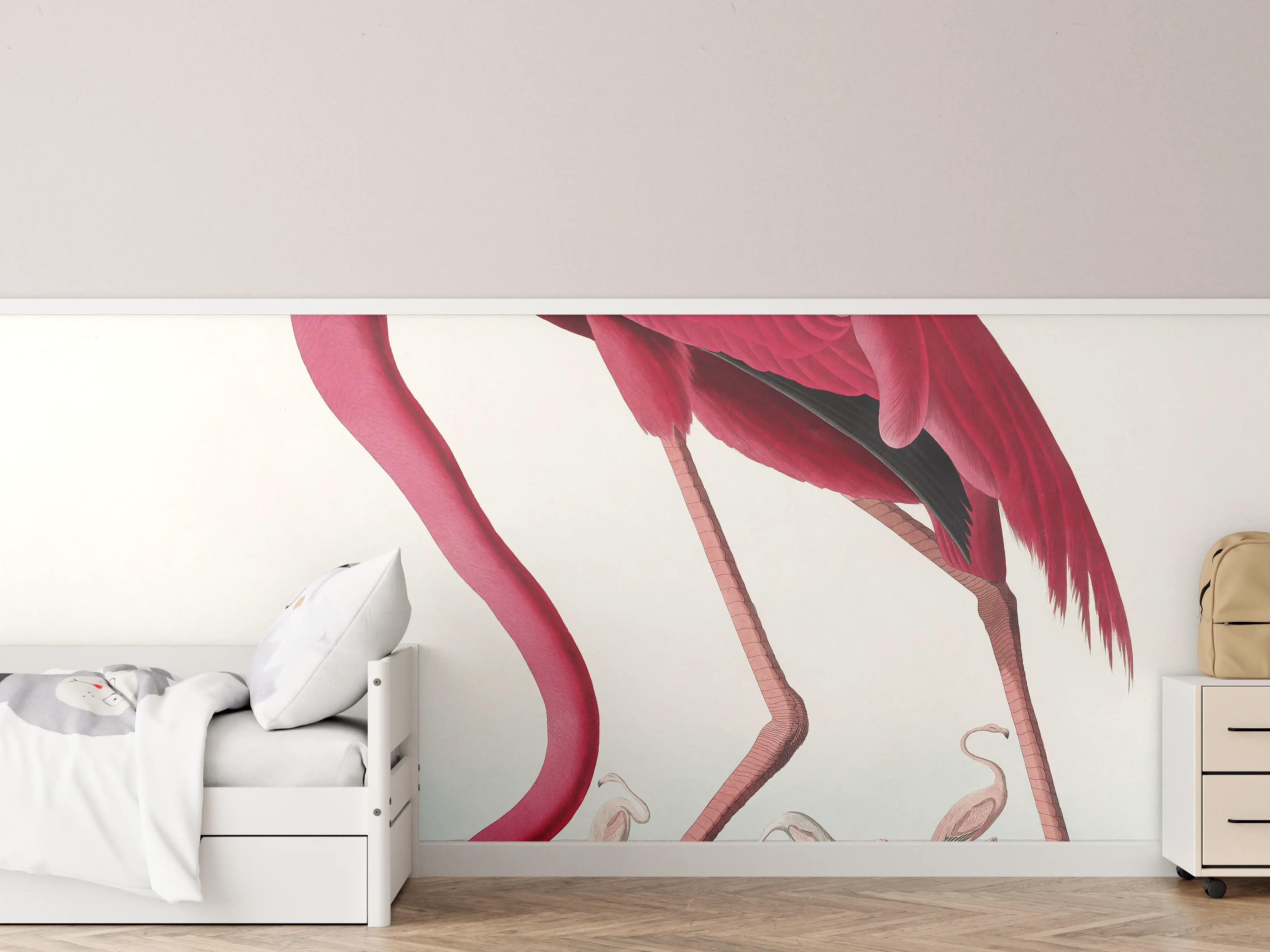 Kinderzimmer Wandgestaltung - Pinker Flamingo - John James Audubon
