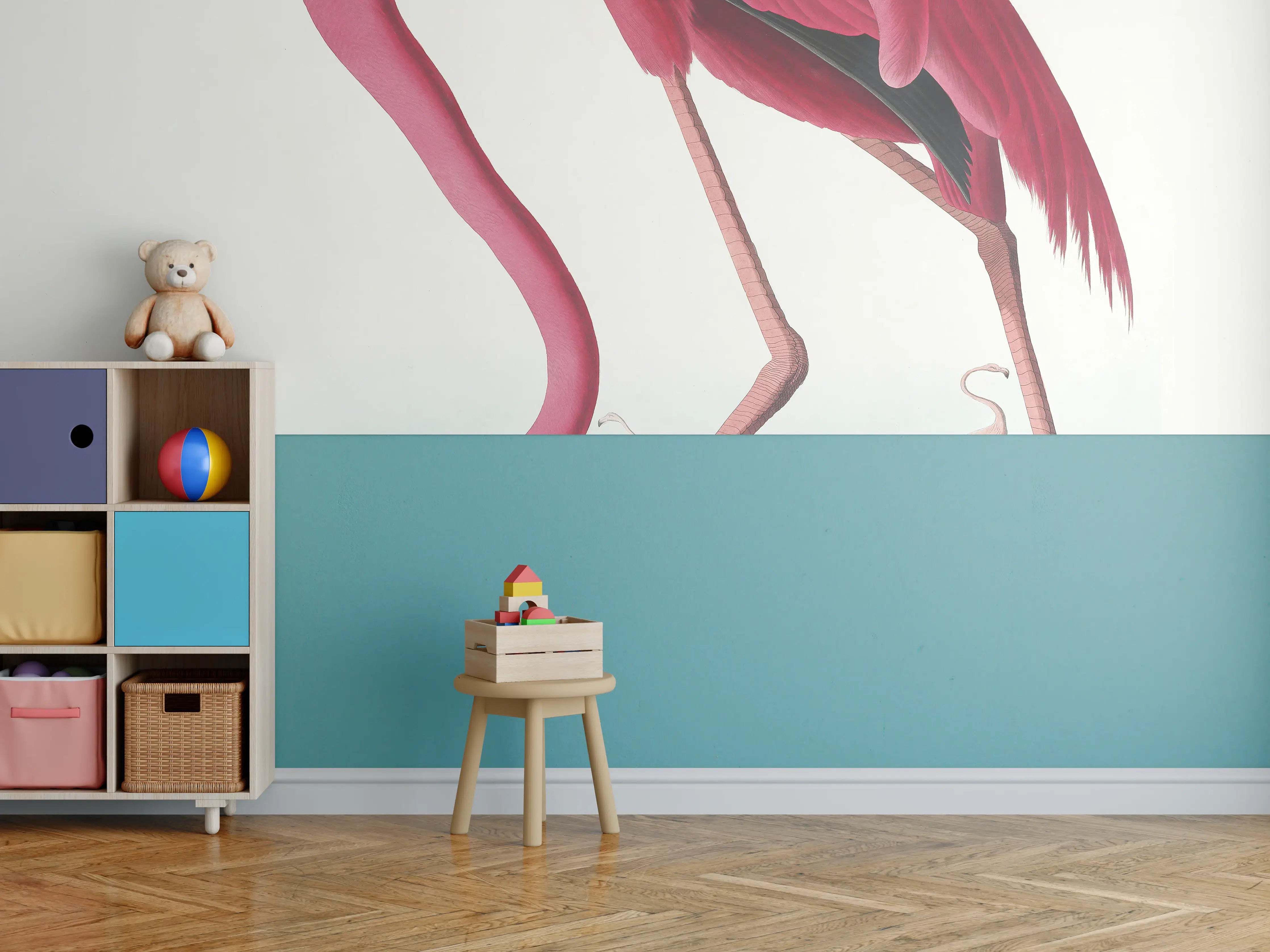 Kinderzimmer Wandgestaltung - Pinker Flamingo - John James Audubon