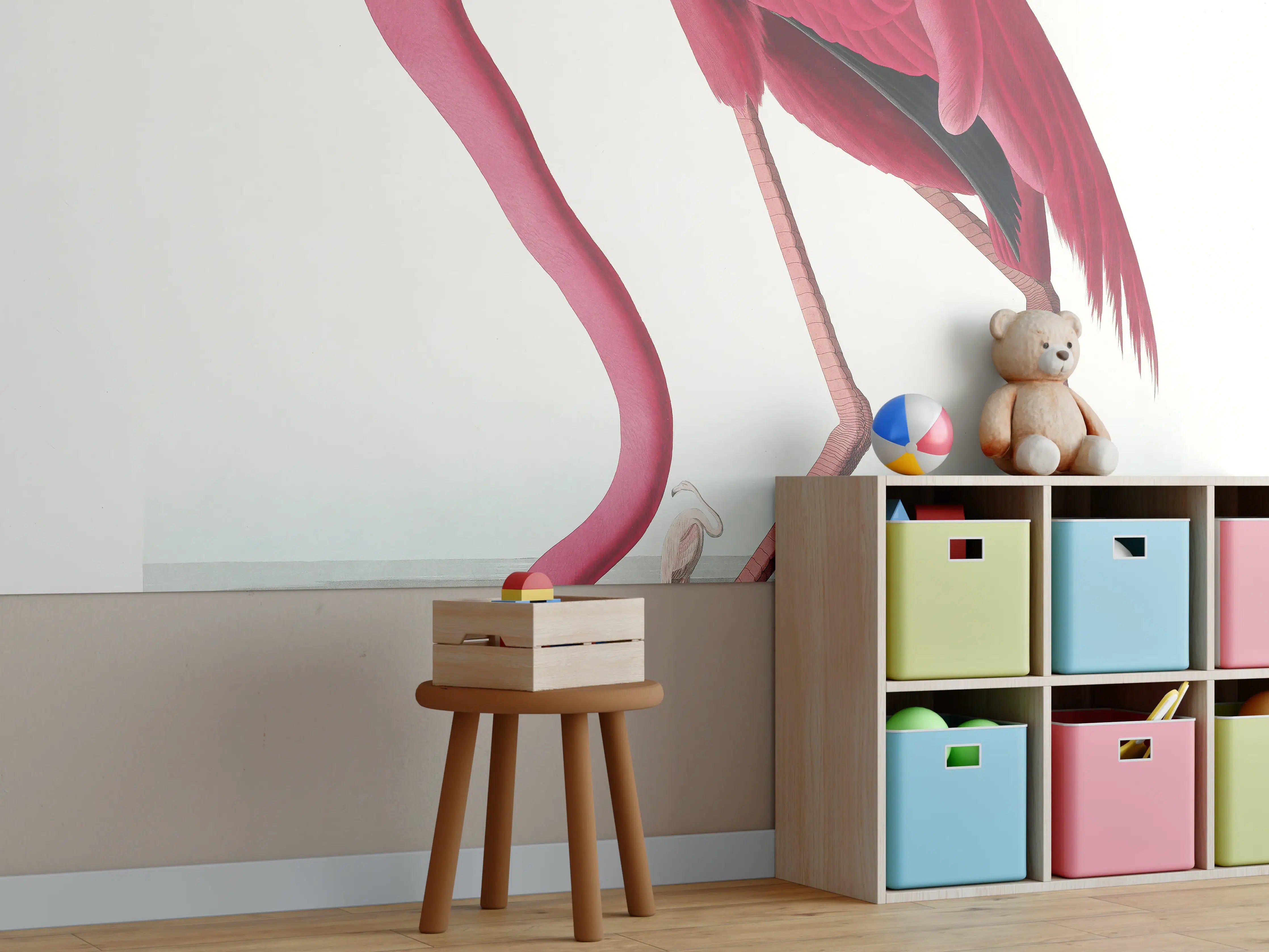 Kinderzimmer Wandgestaltung - Pinker Flamingo - John James Audubon