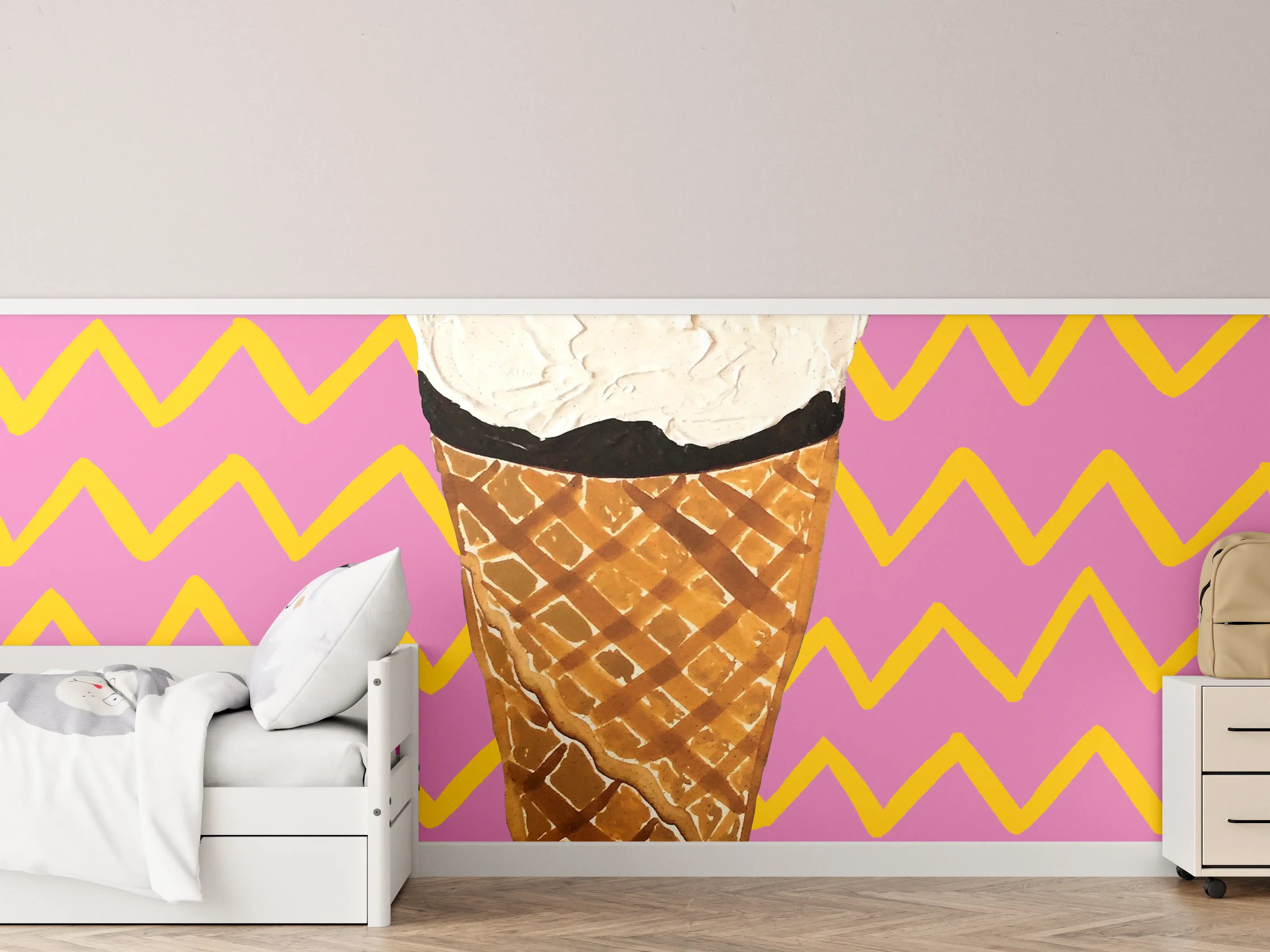 Kinderzimmer Wandgestaltung - Pinkes Cornetto Eis - Gemälde
