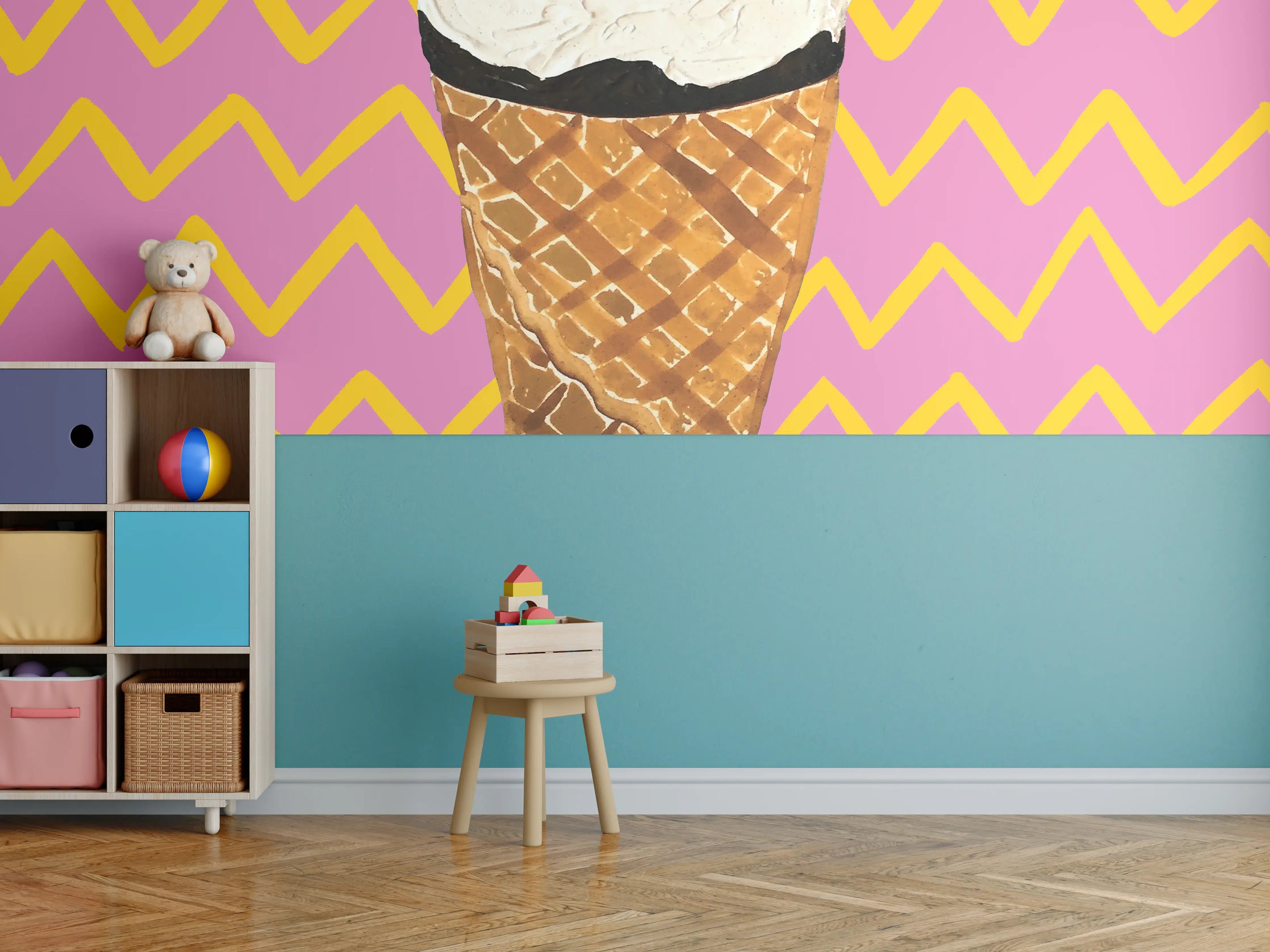 Kinderzimmer Wandgestaltung - Pinkes Cornetto Eis - Gemälde