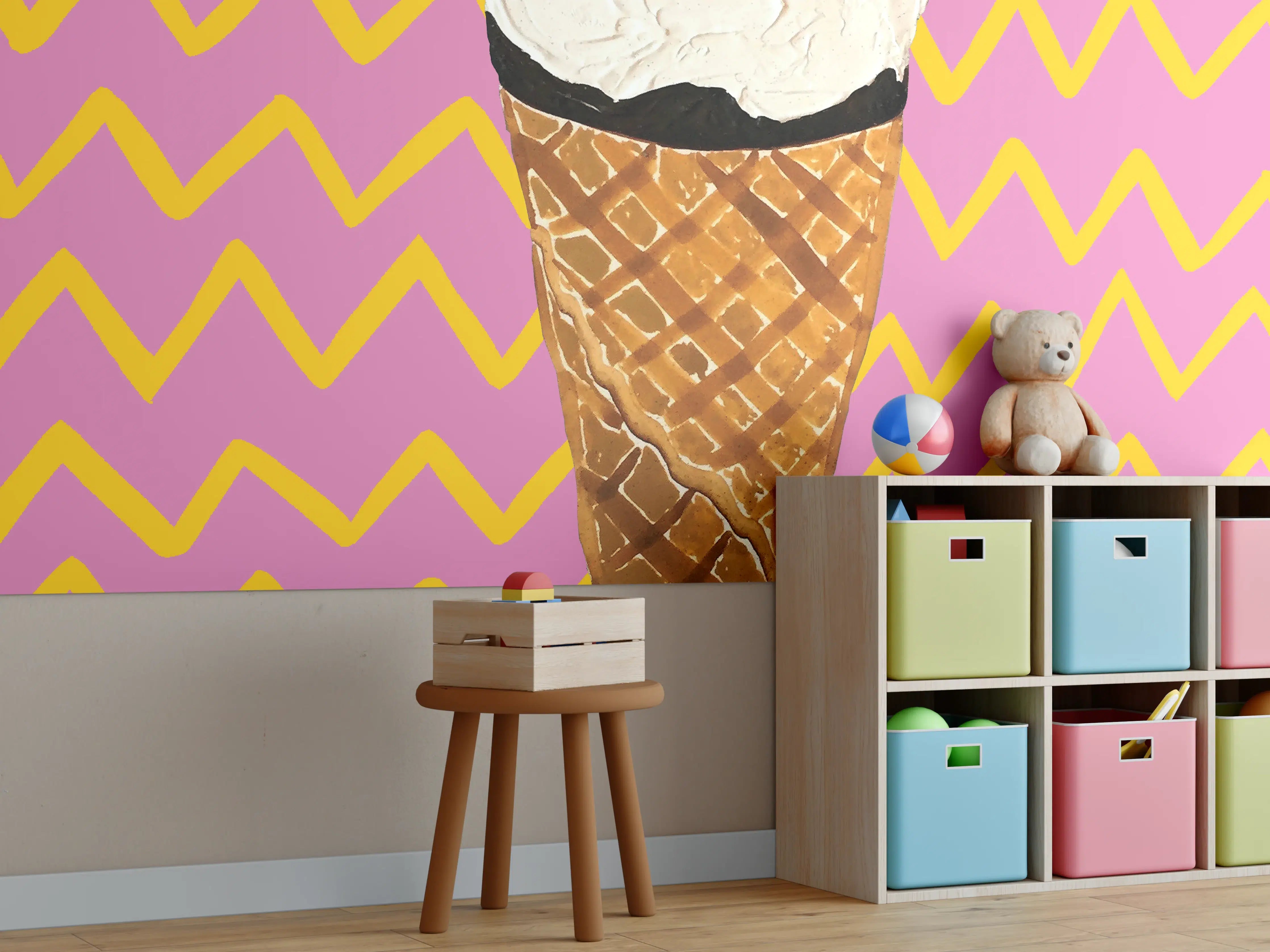 Kinderzimmer Wandgestaltung - Pinkes Cornetto Eis - Gemälde
