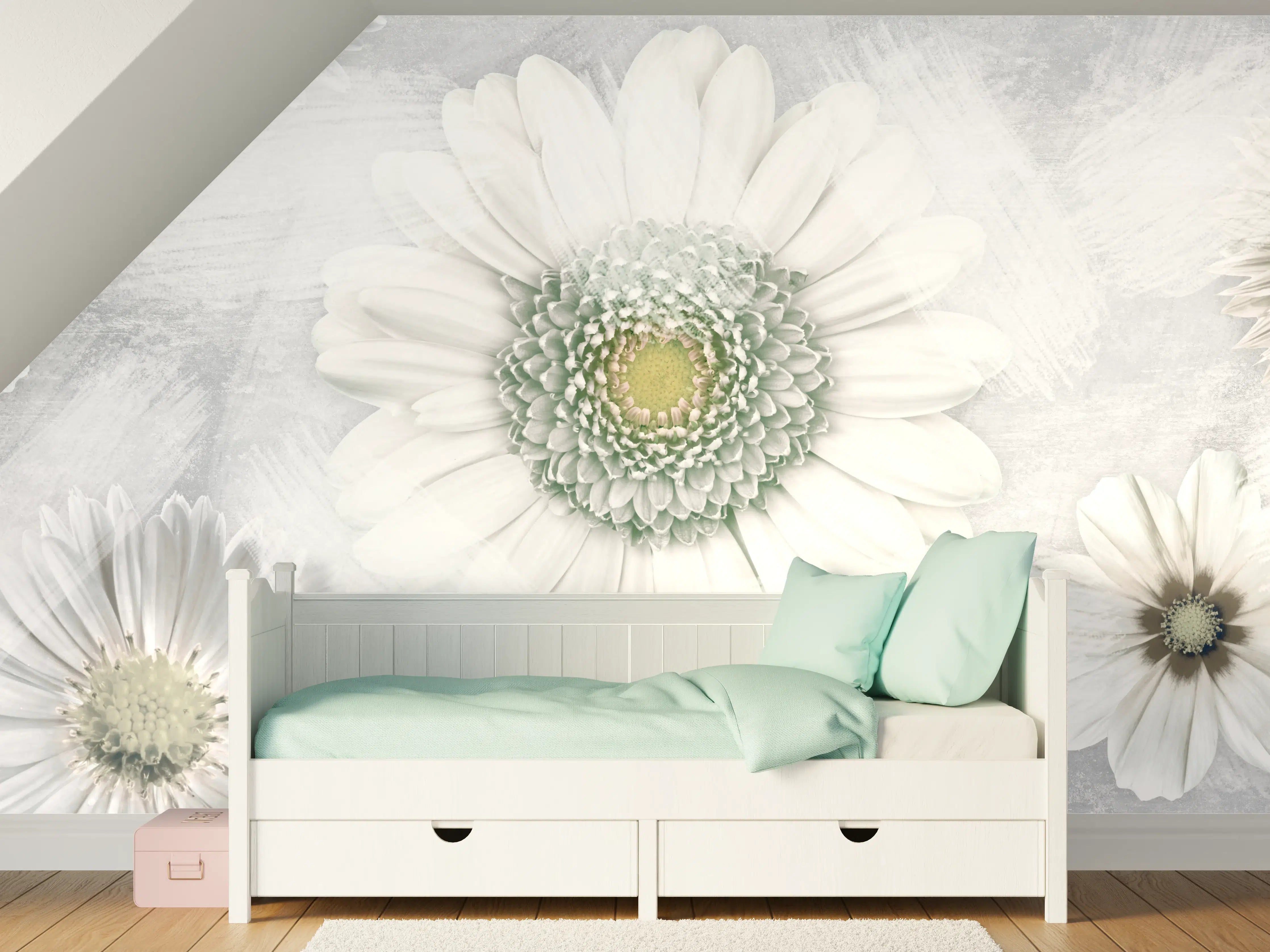 Kinderzimmer Wandgestaltung - Pinsel Effekt - Blumen Muster