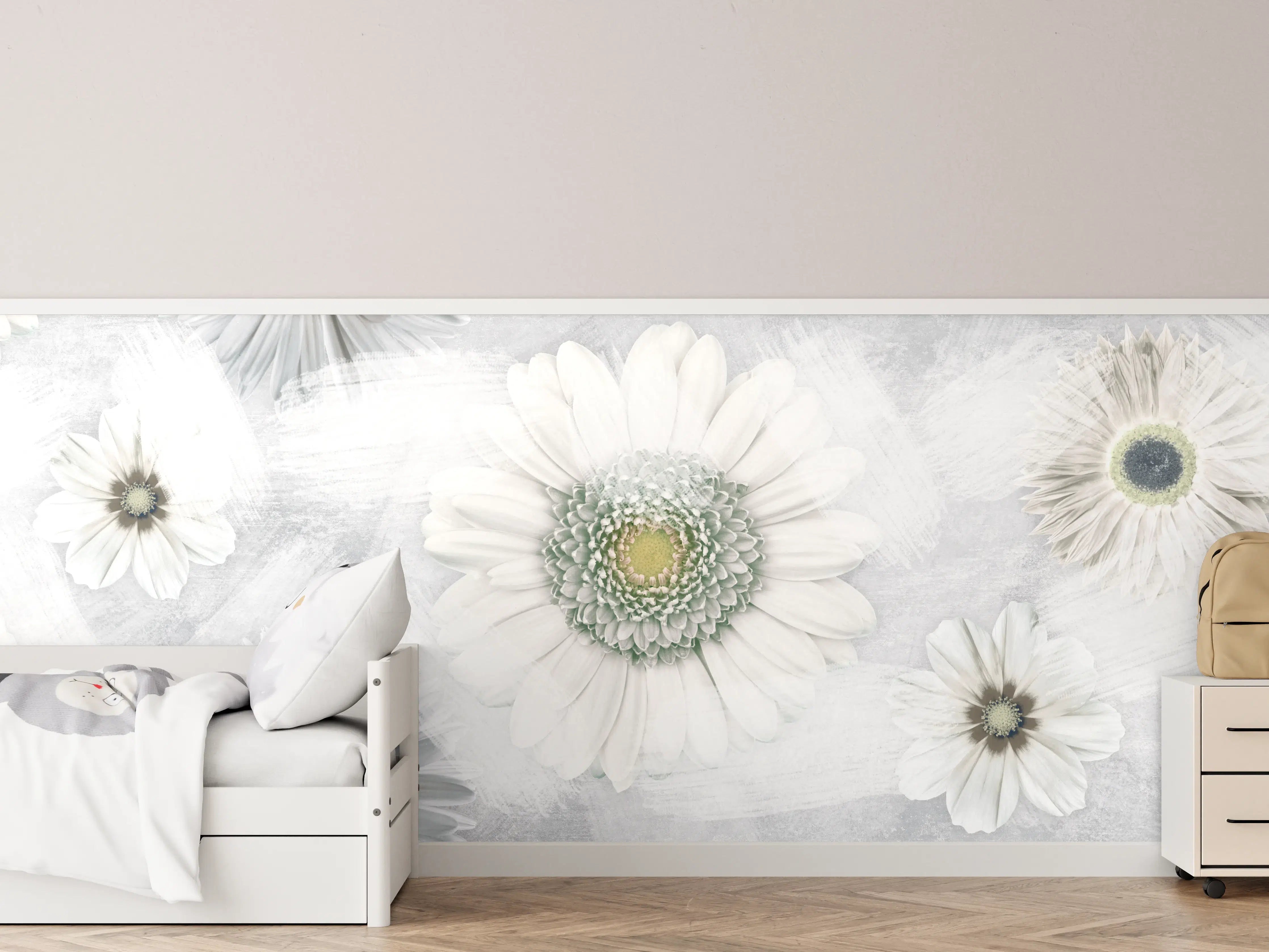 Kinderzimmer Wandgestaltung - Pinsel Effekt - Blumen Muster
